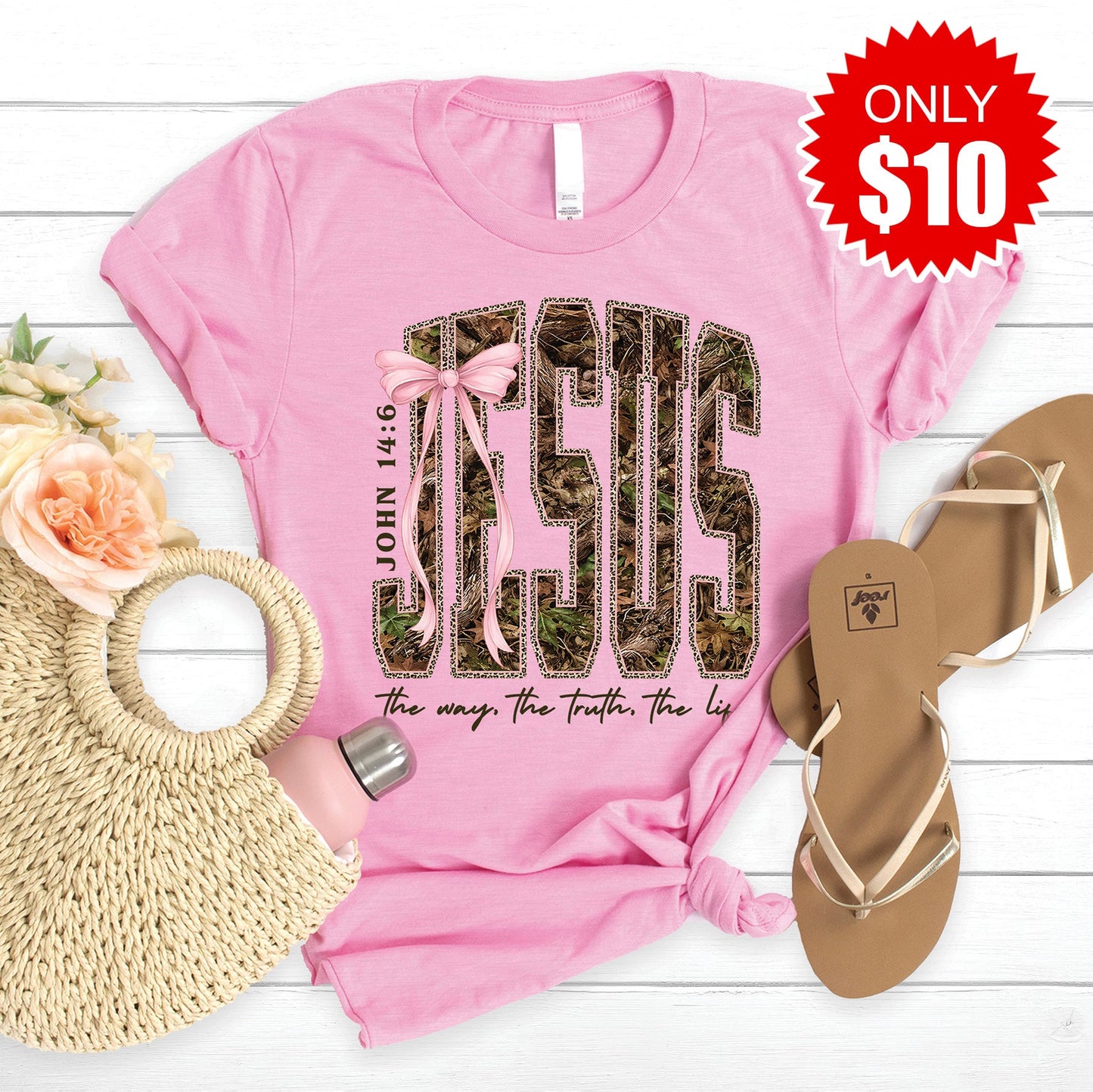 Jesus Tee - Heather Bubble Gum - 10