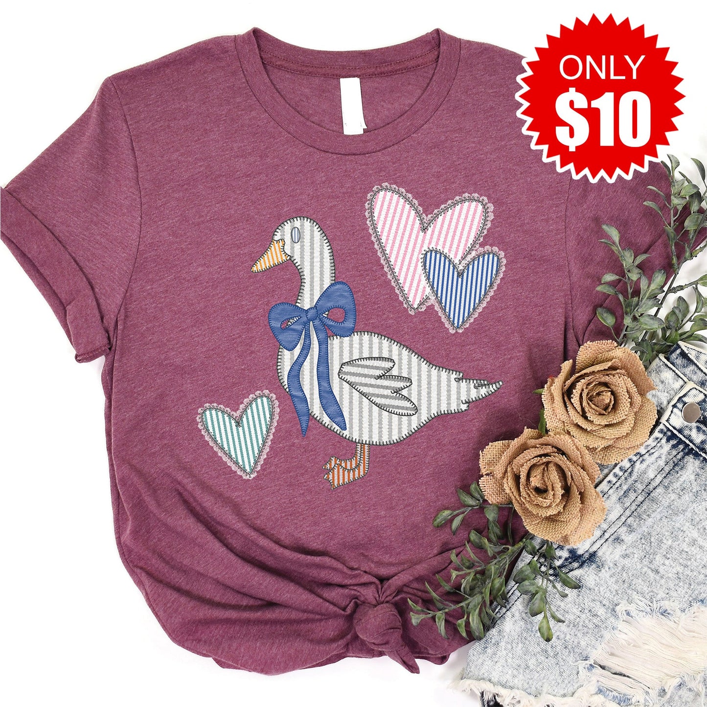 Goose Tee - Heather Burgundy - 10