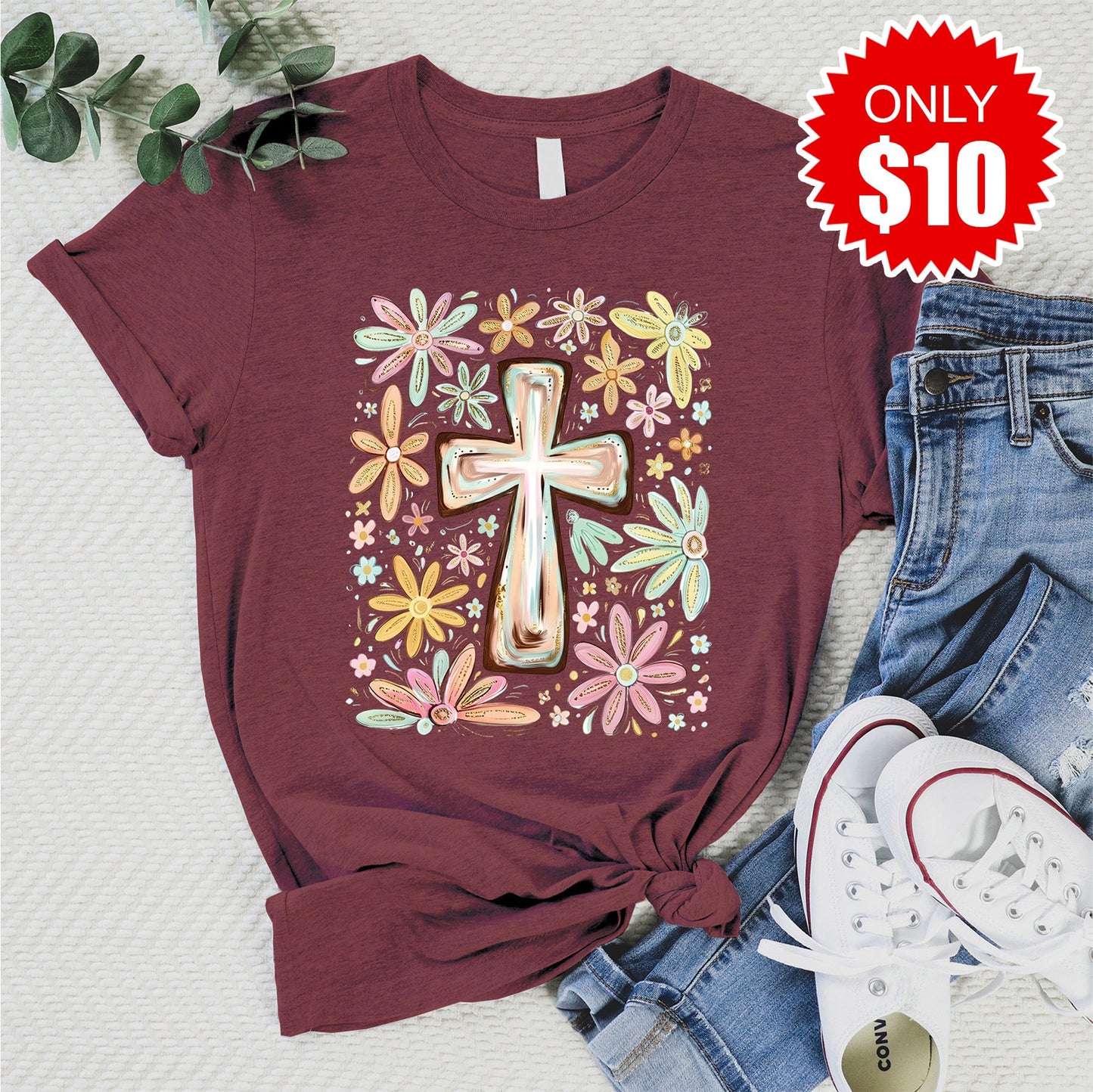 Cross Tee - Heather Cinnamon - 10