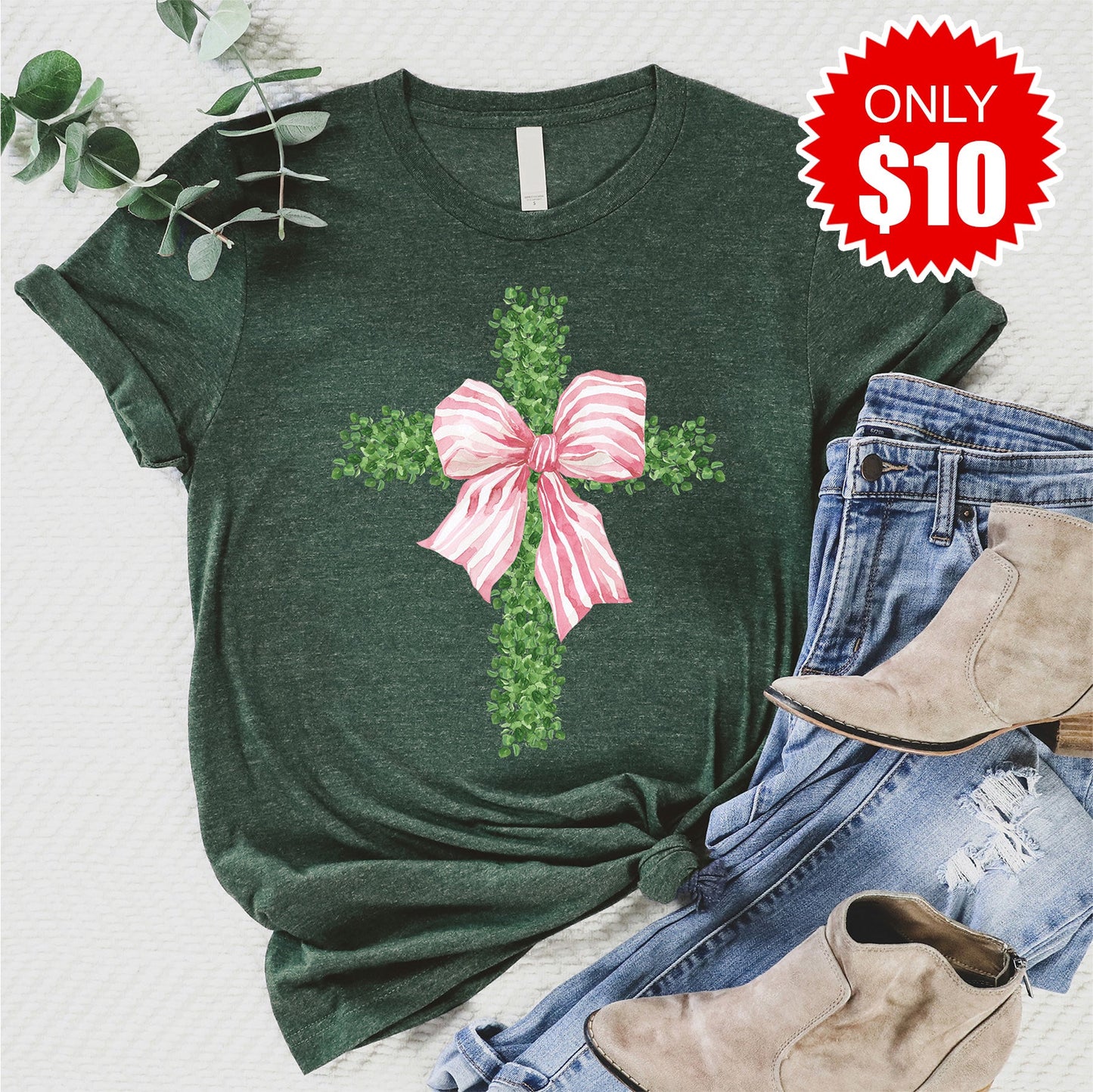 Cross Tee - Heather Forest - 10
