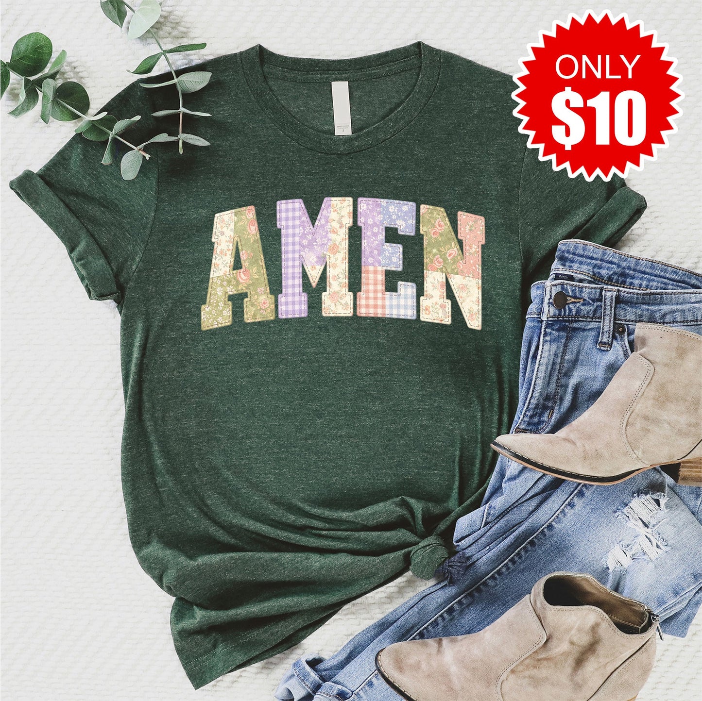Amen Tee - Heather Forest - 10