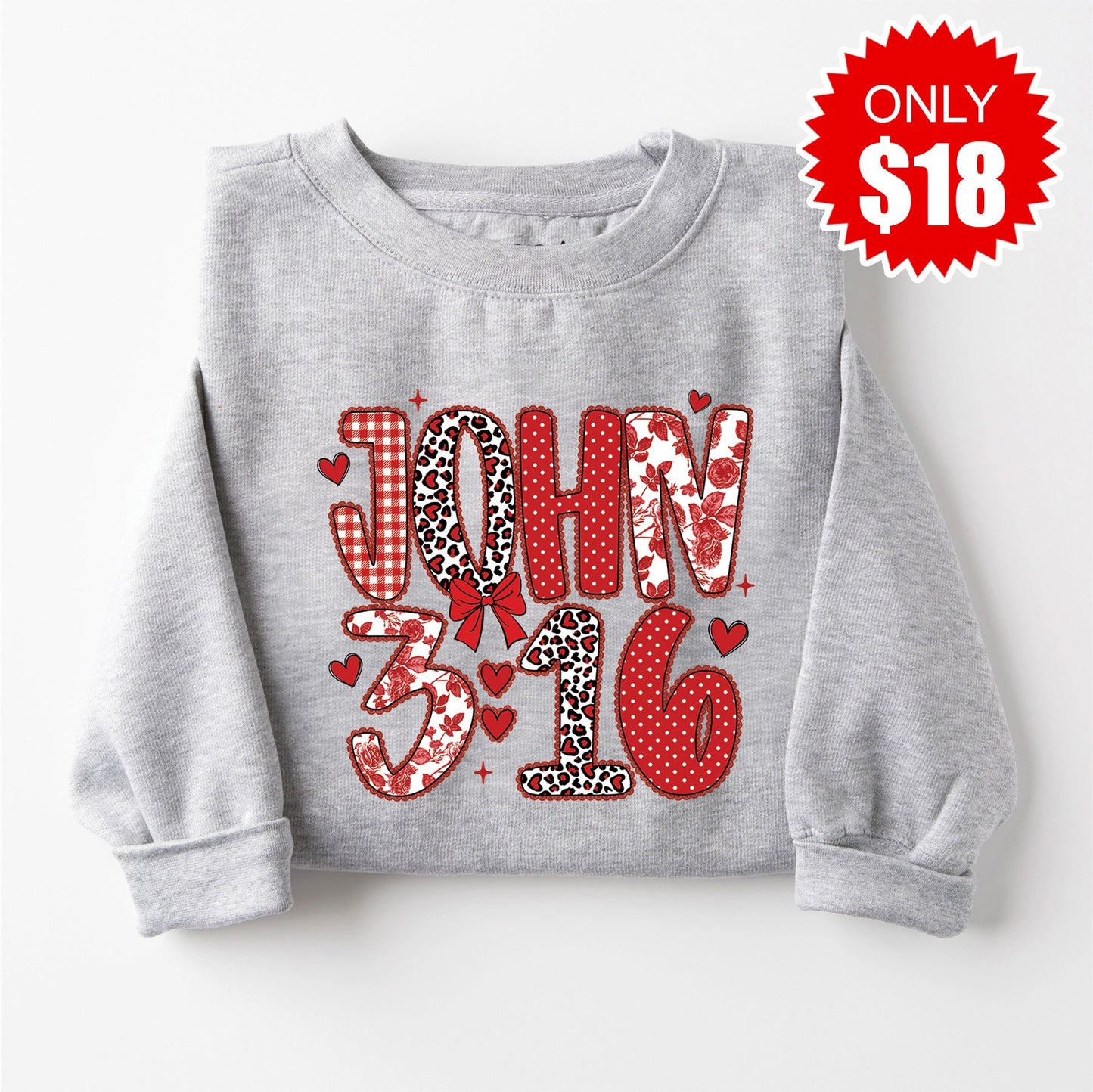 John 3:16 Sweatshirt - Heather Grey - 18