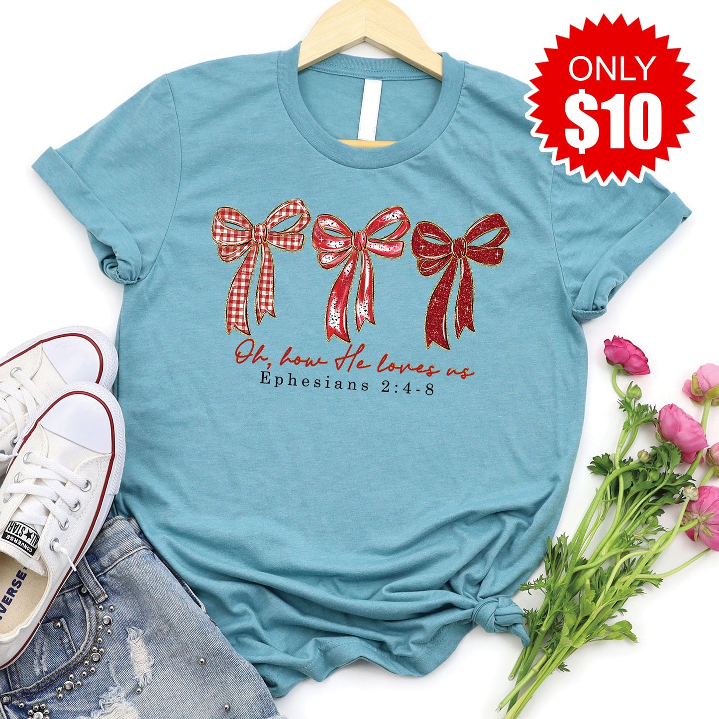 How He Loves Us Tee - Heather Lagoon - 10
