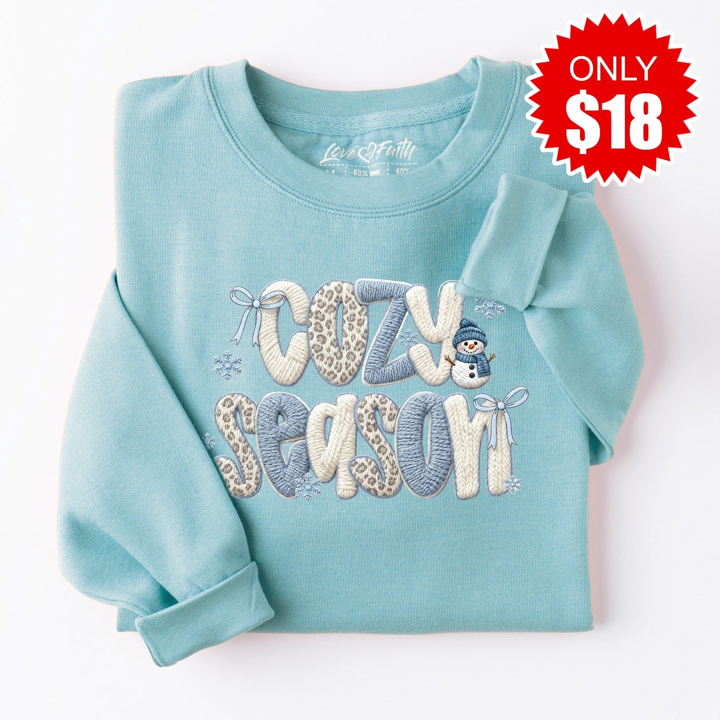 Cozy Season Yarn Sweatshirt - Heather Lagoon - 18