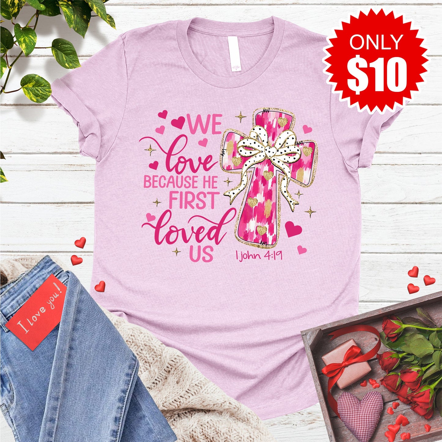 He First Loved Us Tee - Heather Lilac - 10