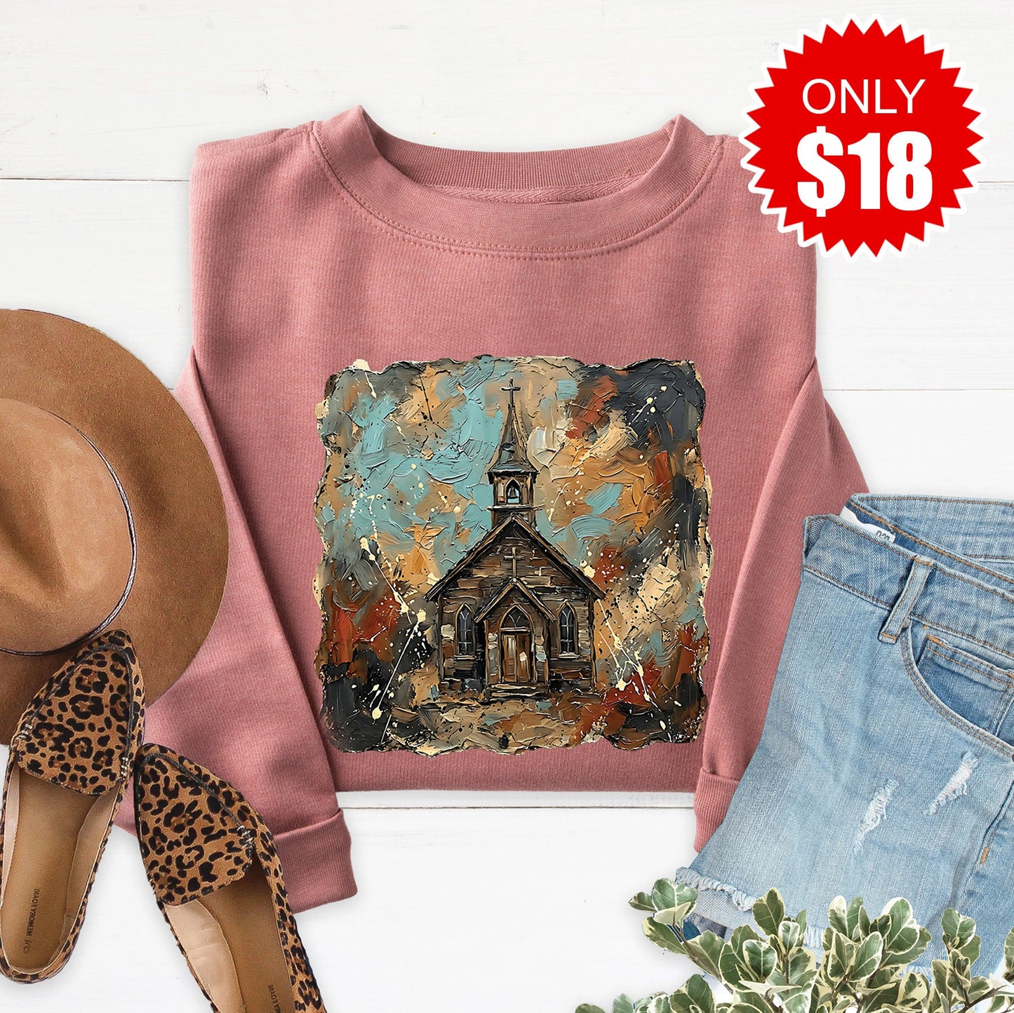 Church Sweatshirt - Heather Mauve - 18