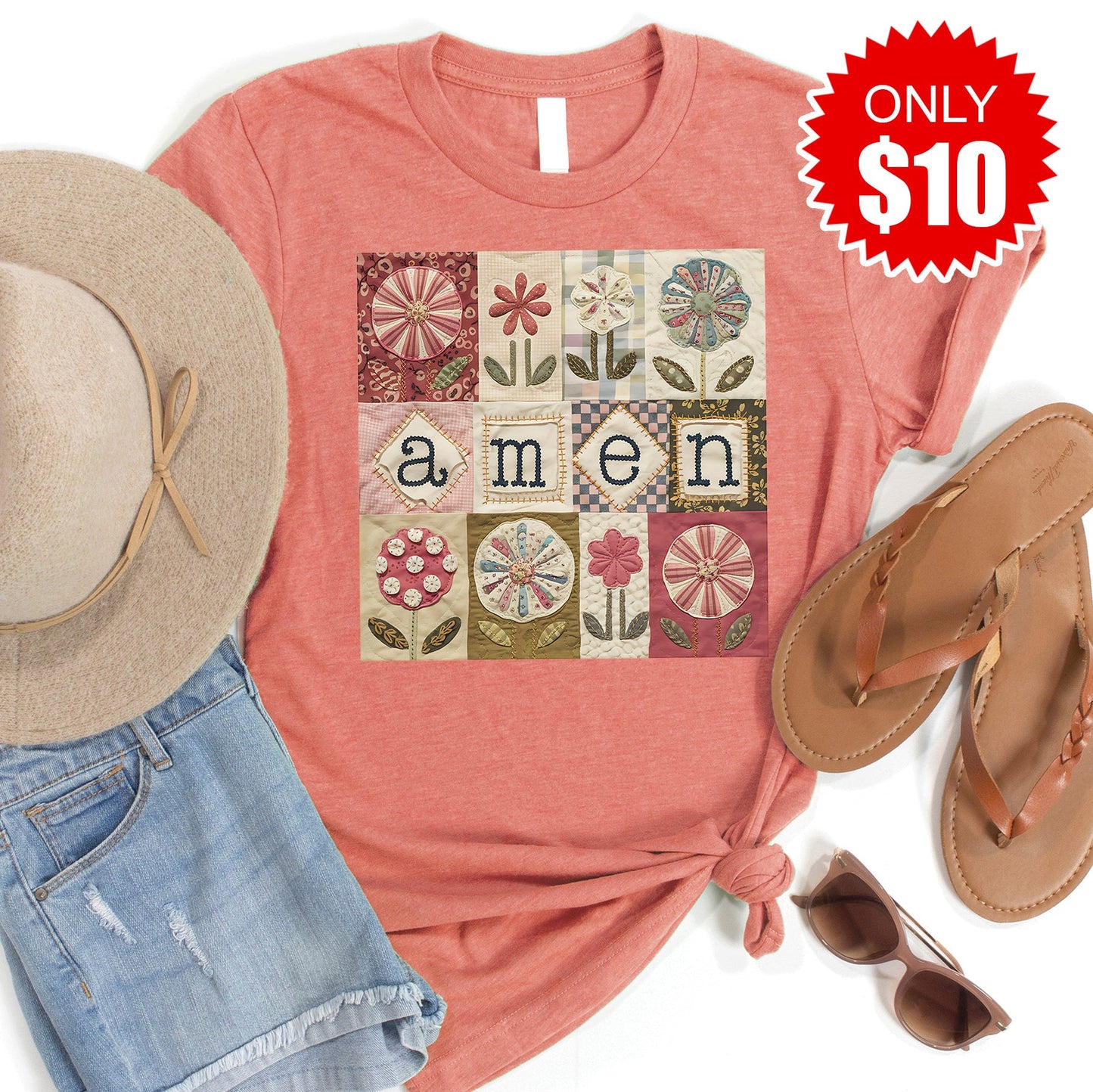 Amen Tee - Heather Papaya - 10
