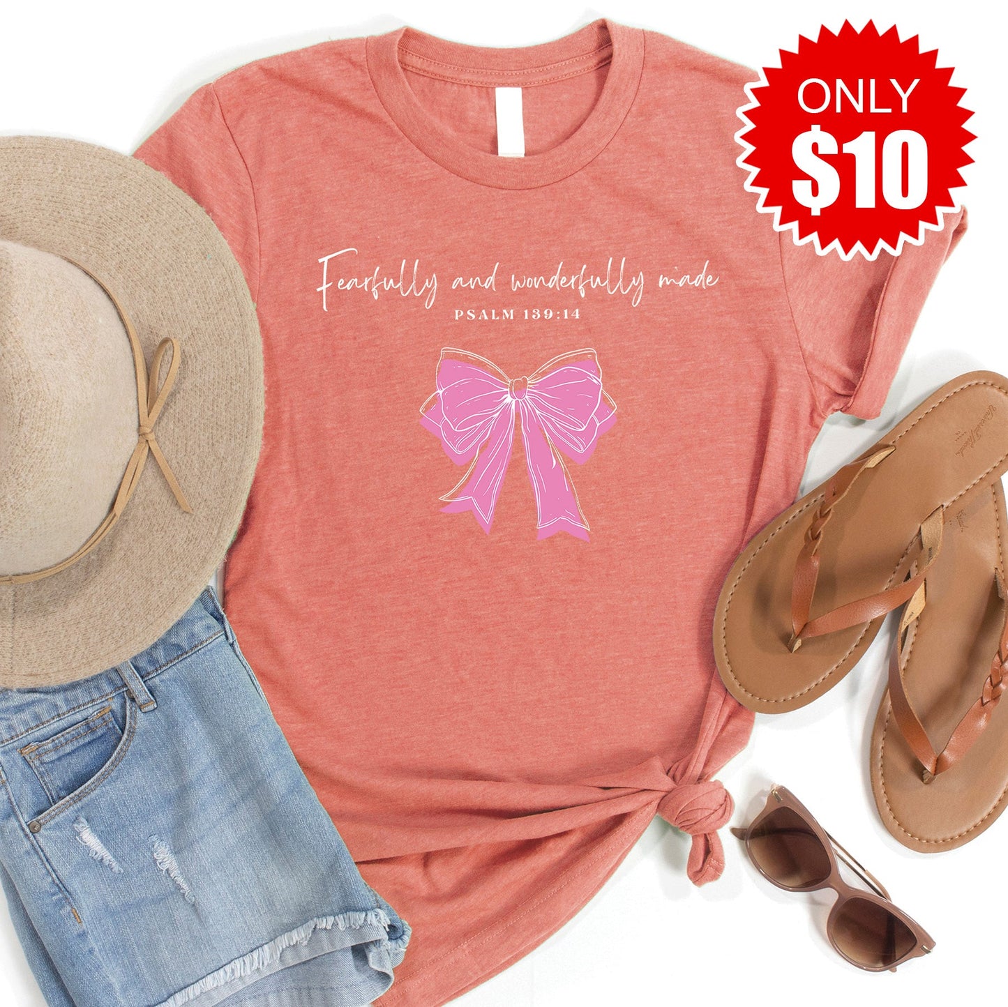 Fearfully and Wonderfully Made Tee - Heather Papaya - 10