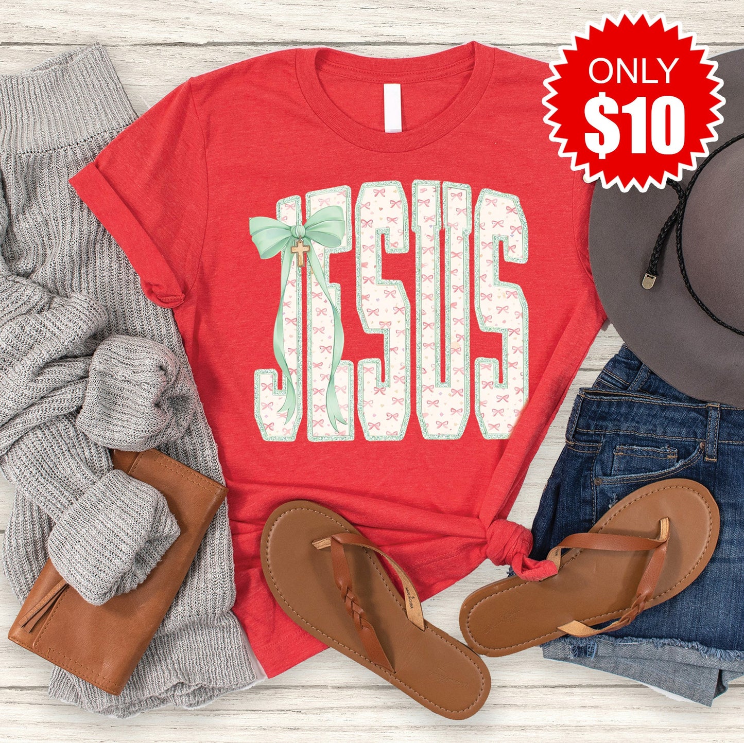 Jesus Tee - Heather Red - 10