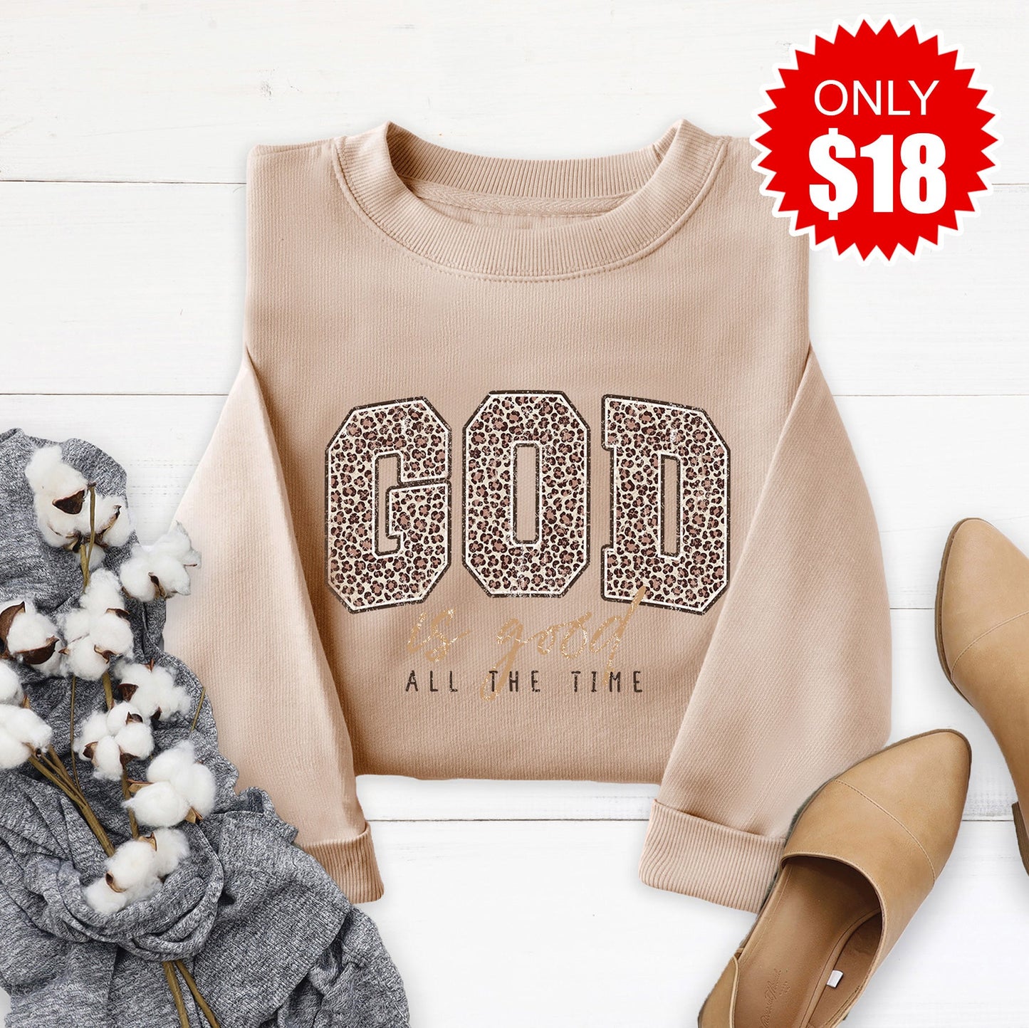 God Is Good Sweatshirt - Sand - 18
