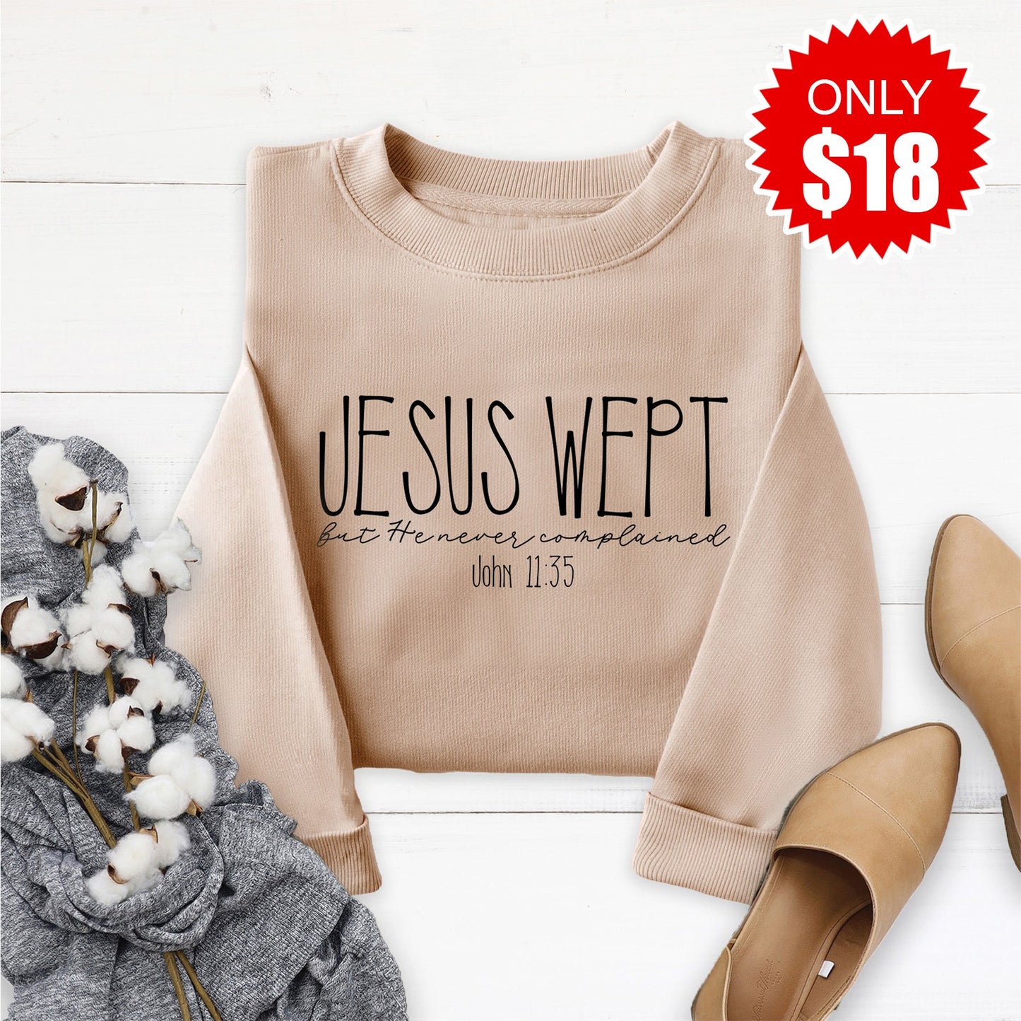 Jesus Wept Sweatshirt - Sand - 18
