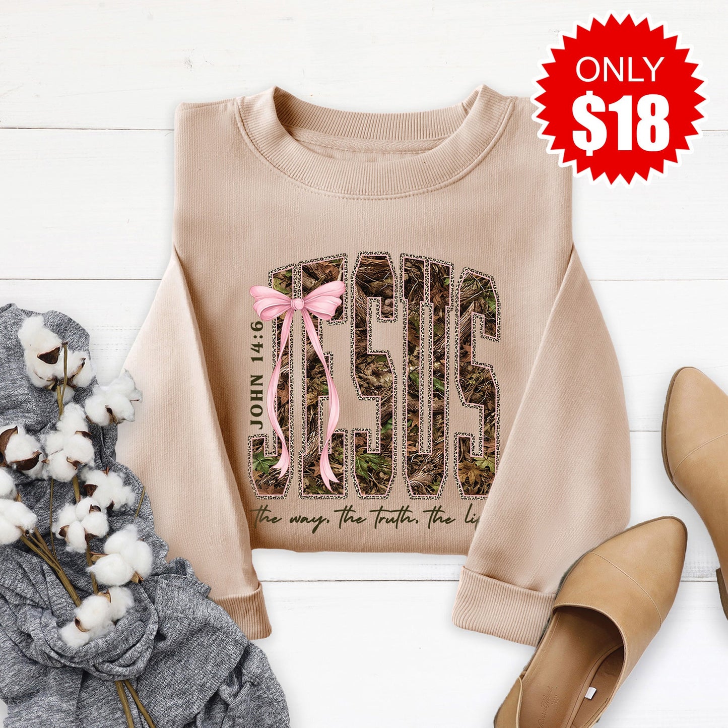 Jesus Sweatshirt - Sand - 18