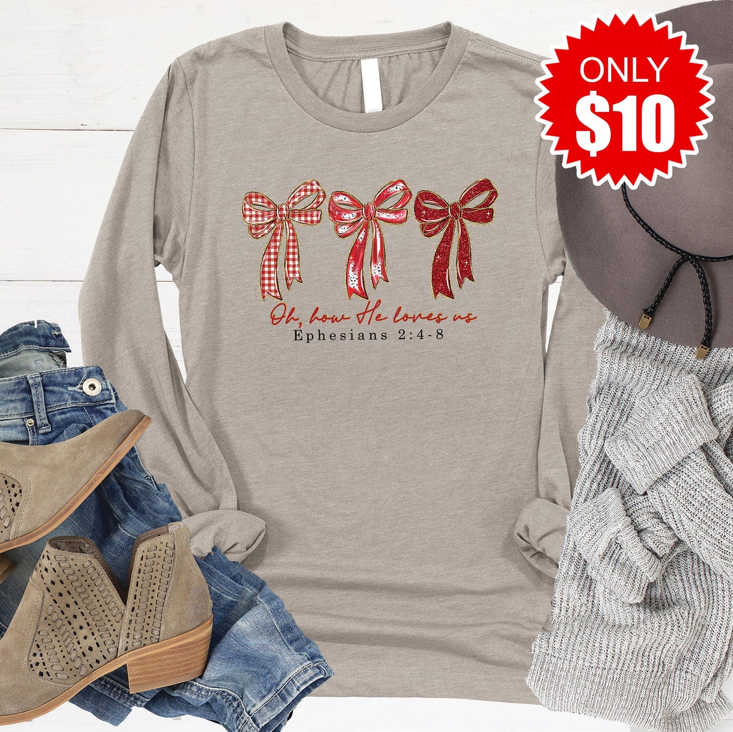 How He Loves Us Long Sleeve - Heather Stone - 10