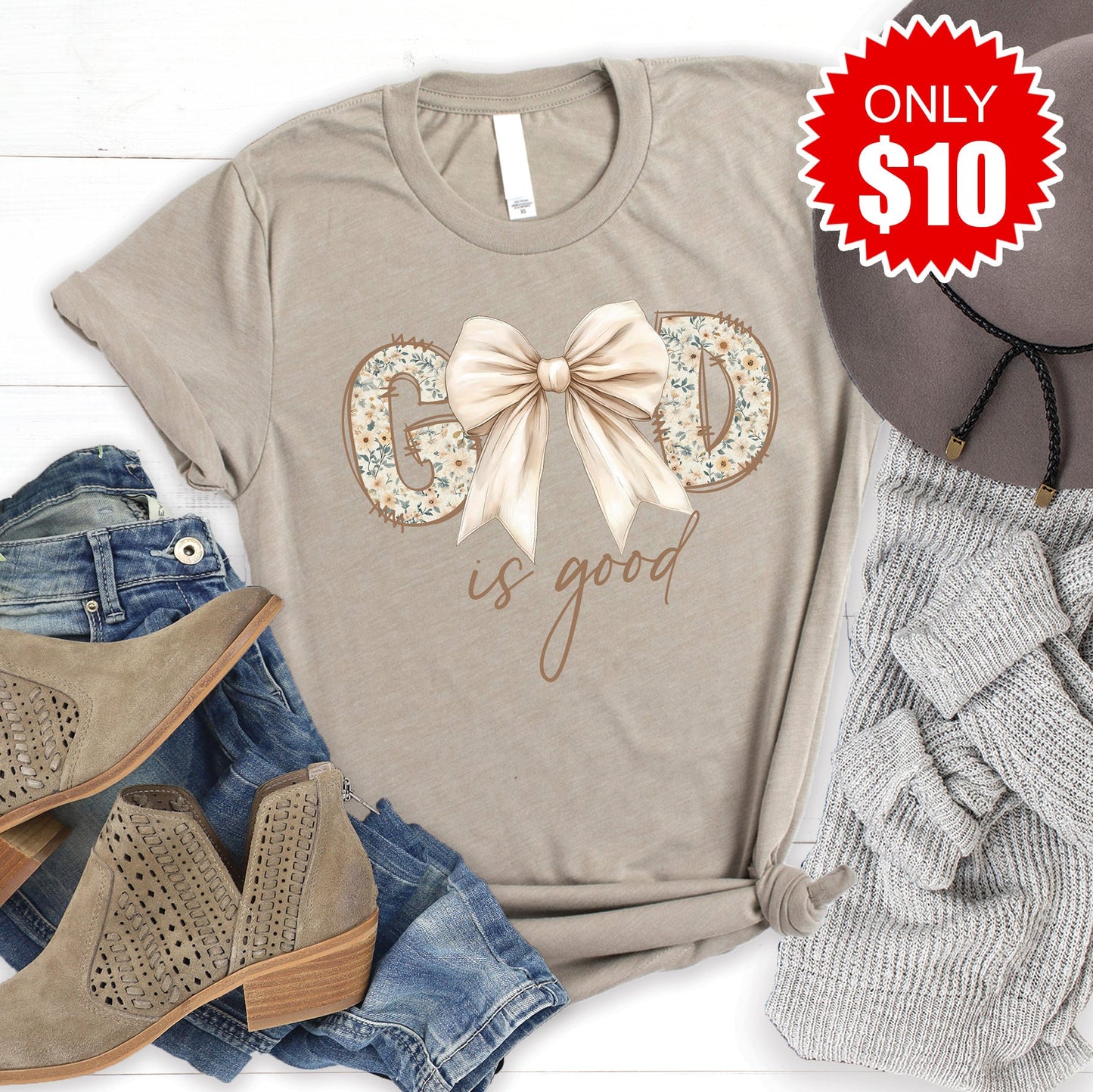 God Is Good Tee - Heather Stone - 10