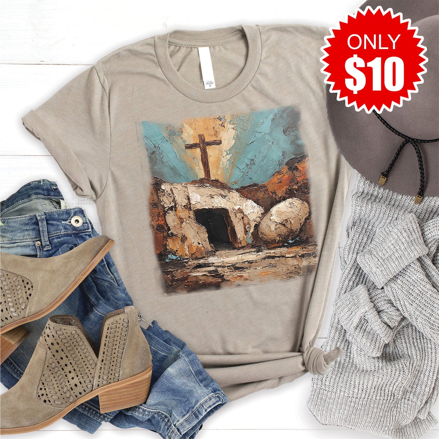 He Is Risen Tee - Heather Stone - 10