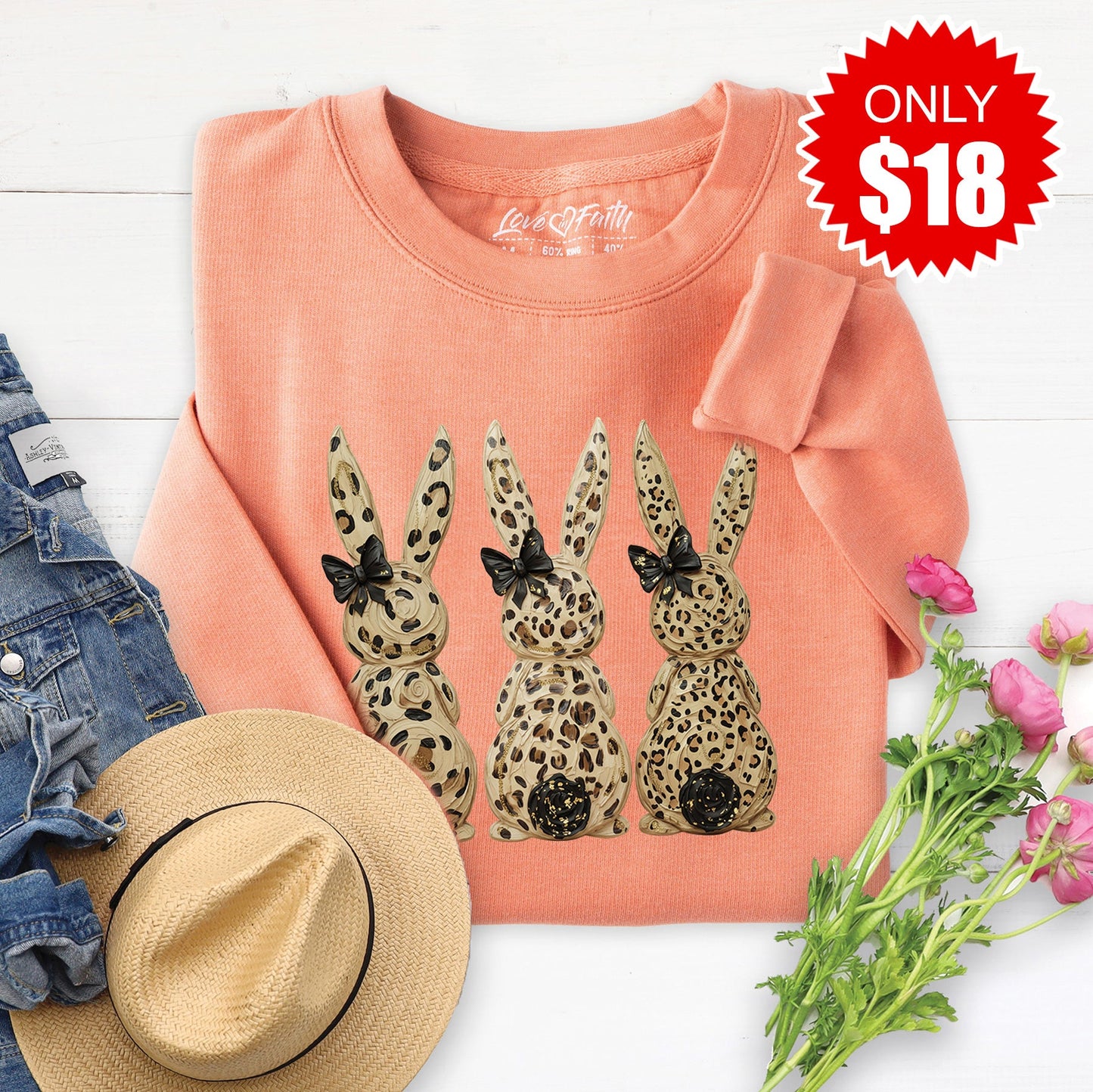 Easter Bunny Sweatshirt - Heather Terracotta - 18