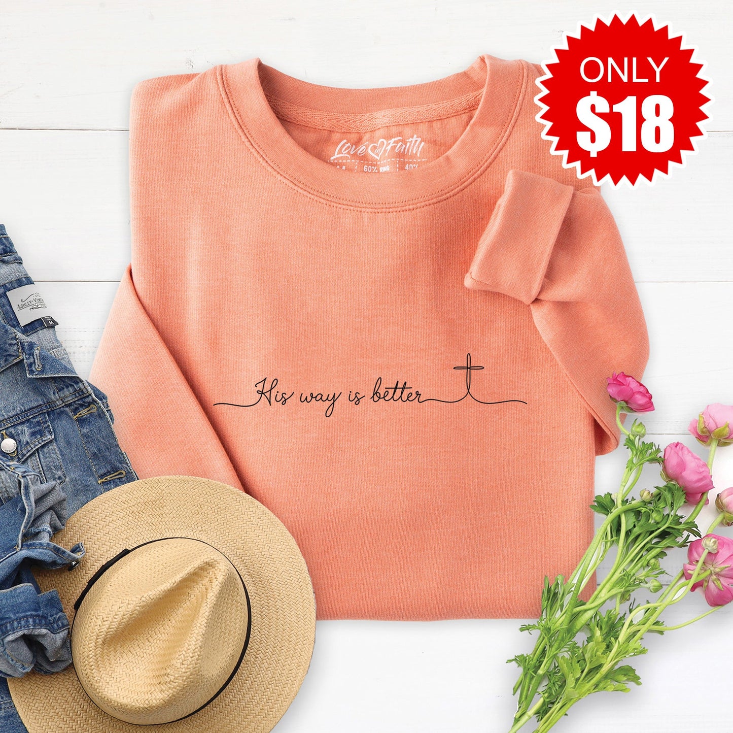 His Way Is Better Sweatshirt - Heather Terracotta - 18