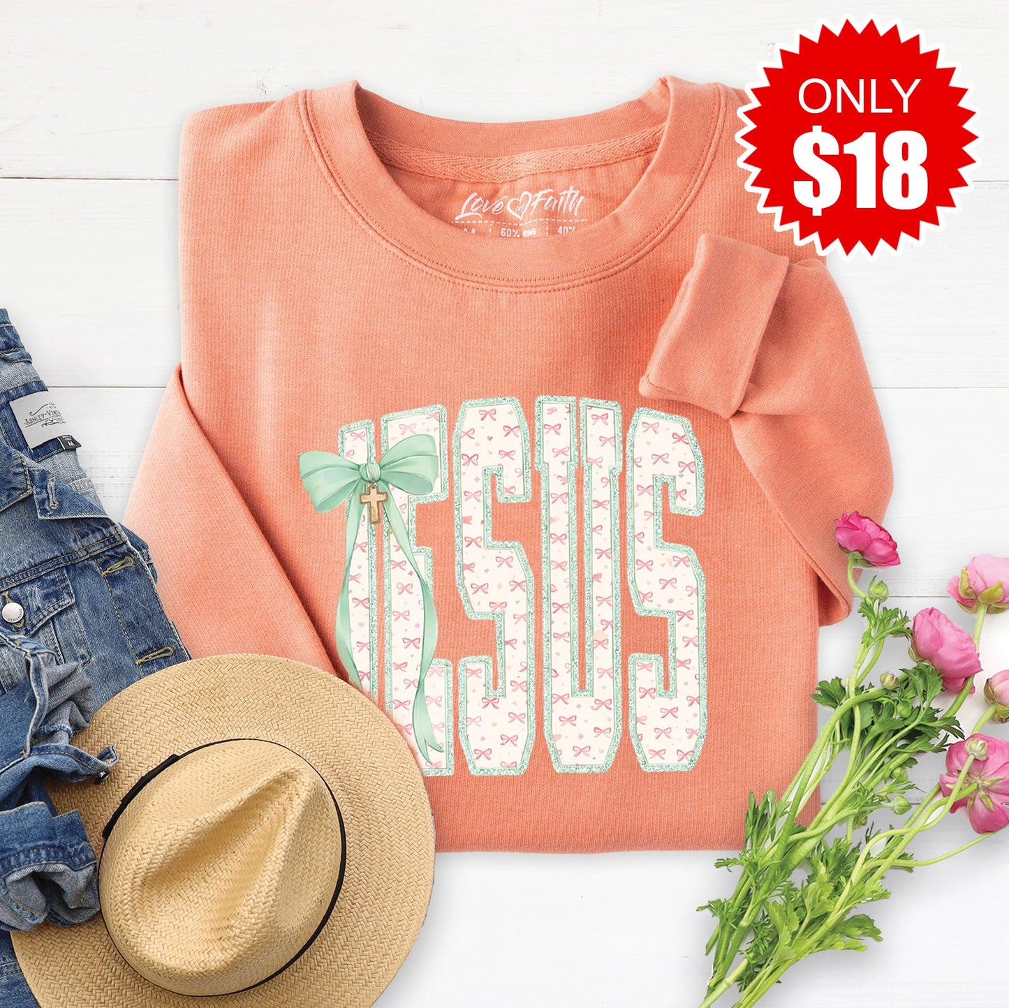 Jesus Sweatshirt - Heather Terracotta - 18
