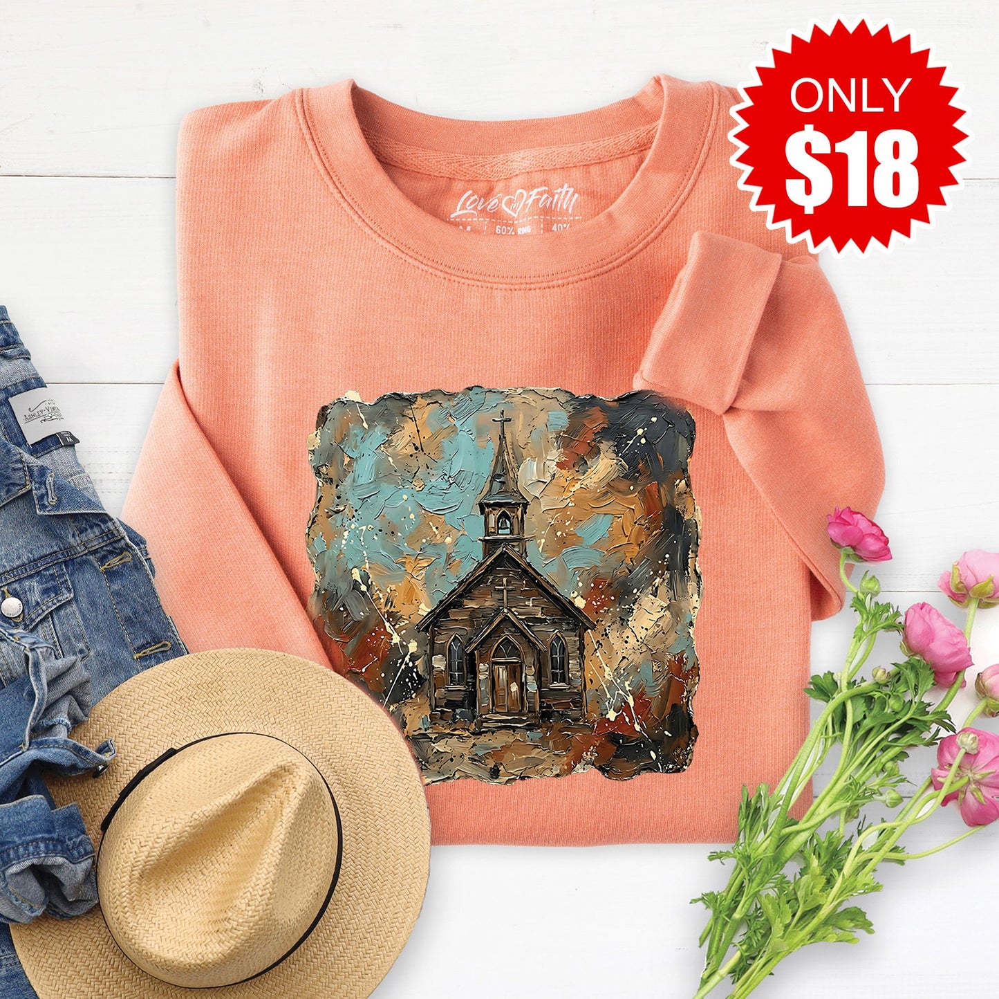Church Sweatshirt - Heather Terracotta - 18
