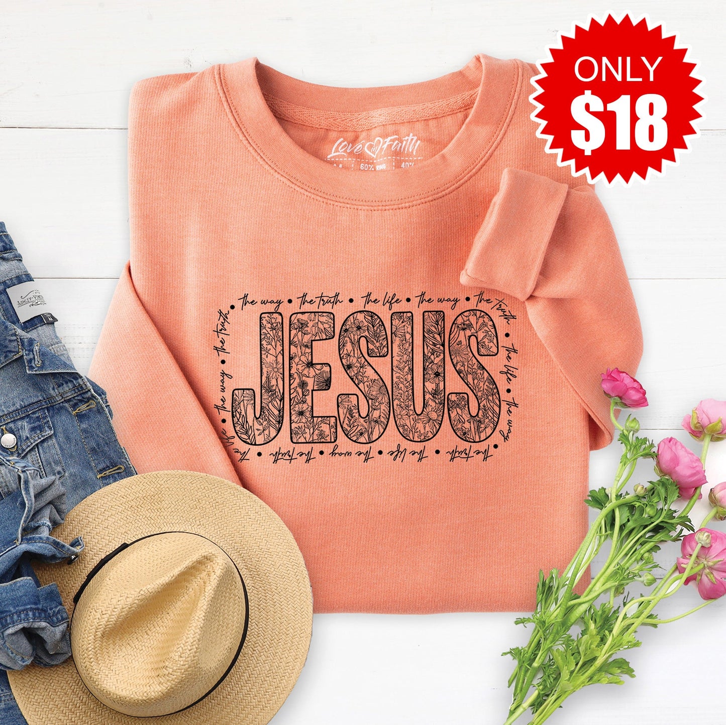 Jesus Sweatshirt - Heather Terracotta - 18