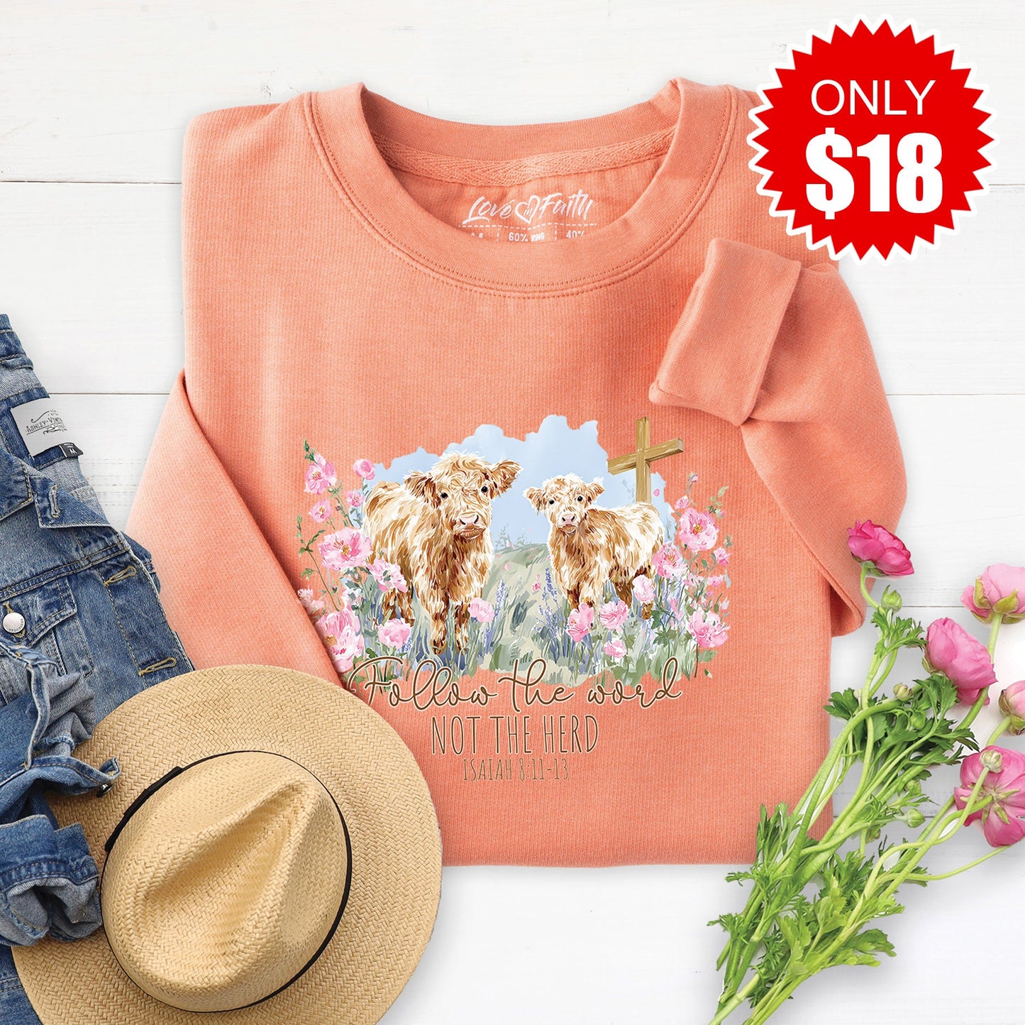 Follow The Word Sweatshirt - Heather Terracotta - 18