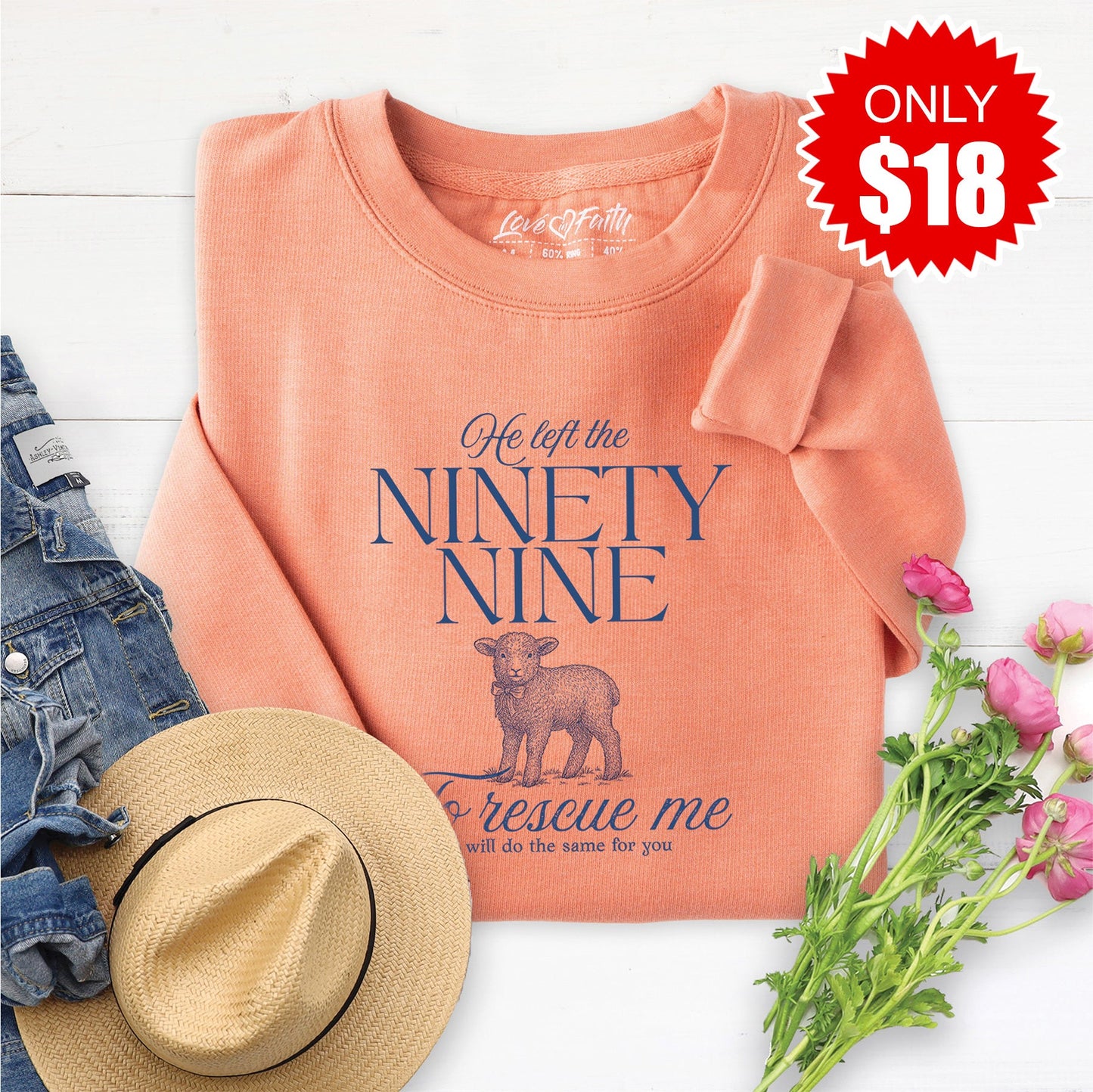 He Left The Ninety Nine Sweatshirt - Heather Terracotta - 18