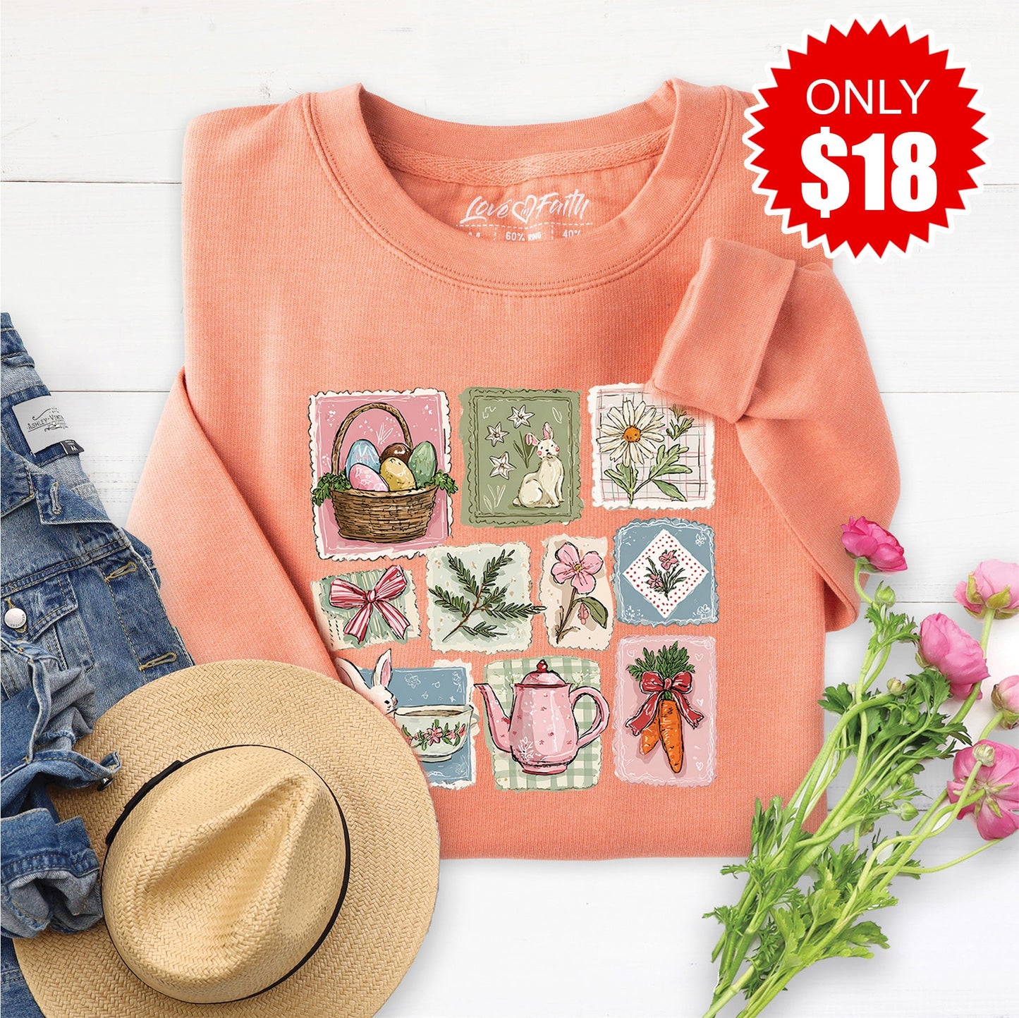Bunny Sweatshirt - Heather Terracotta - 18