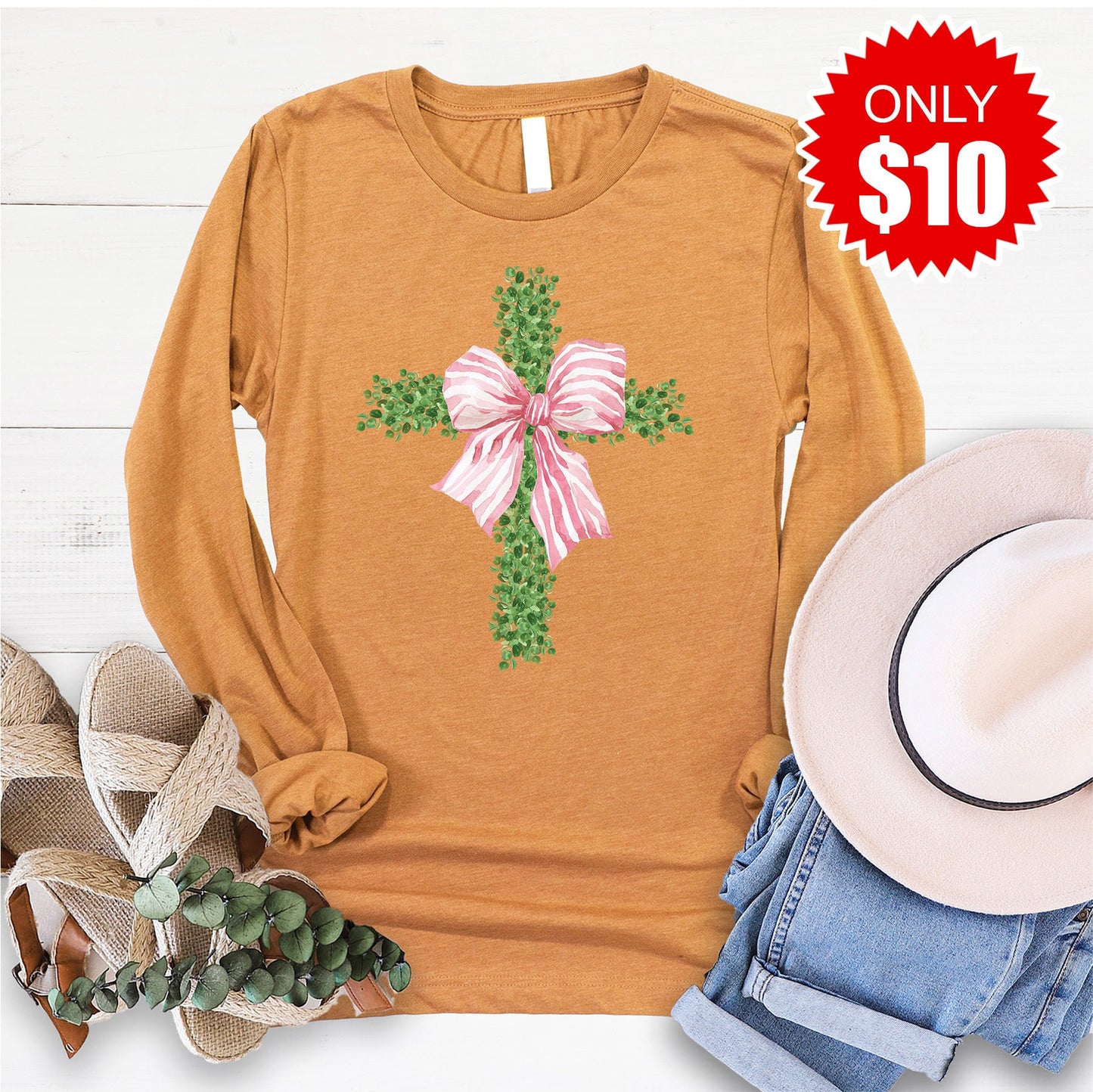 Cross Long Sleeve - Heather Toast - 10