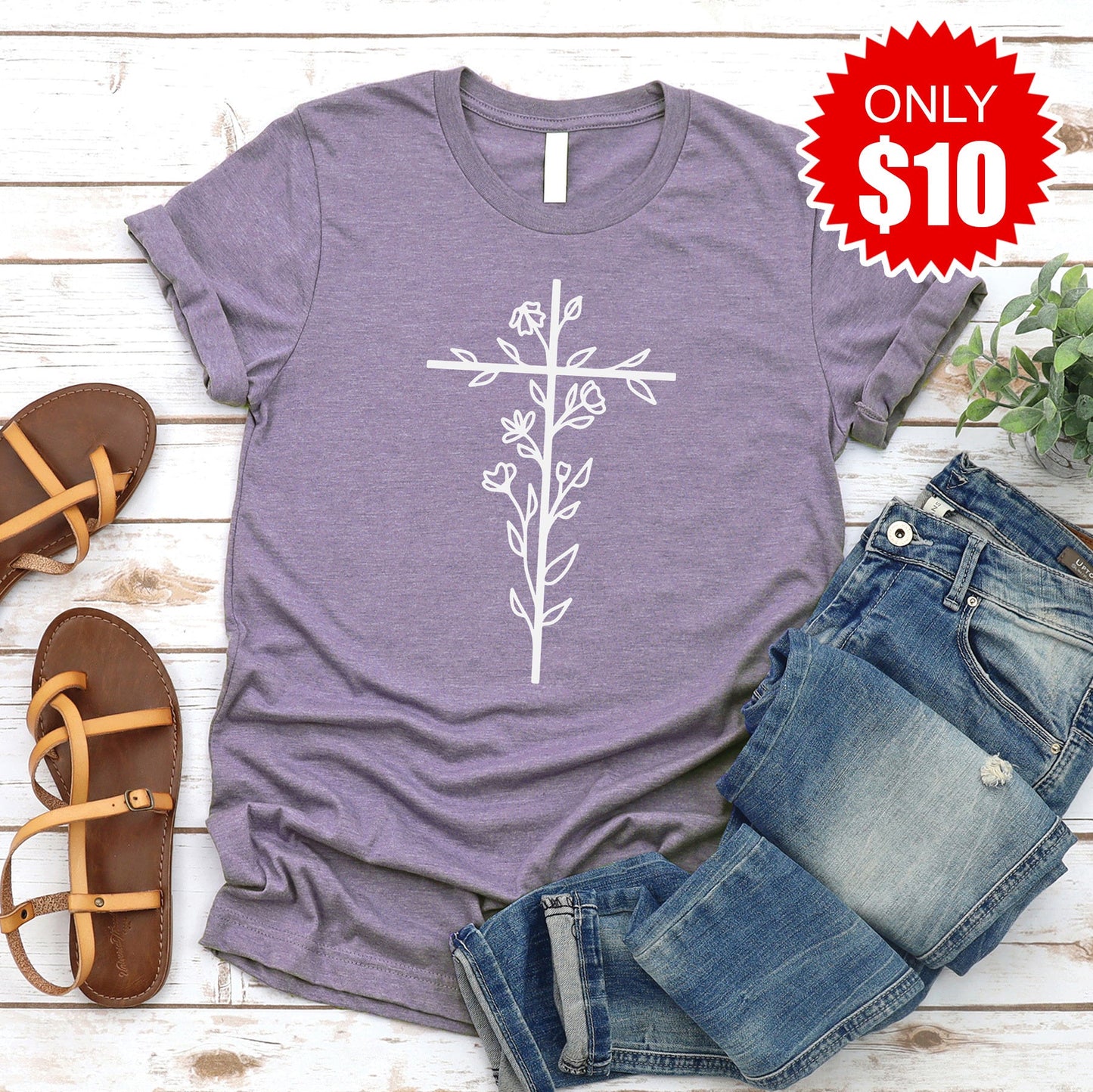 Floral Cross Tee - 10