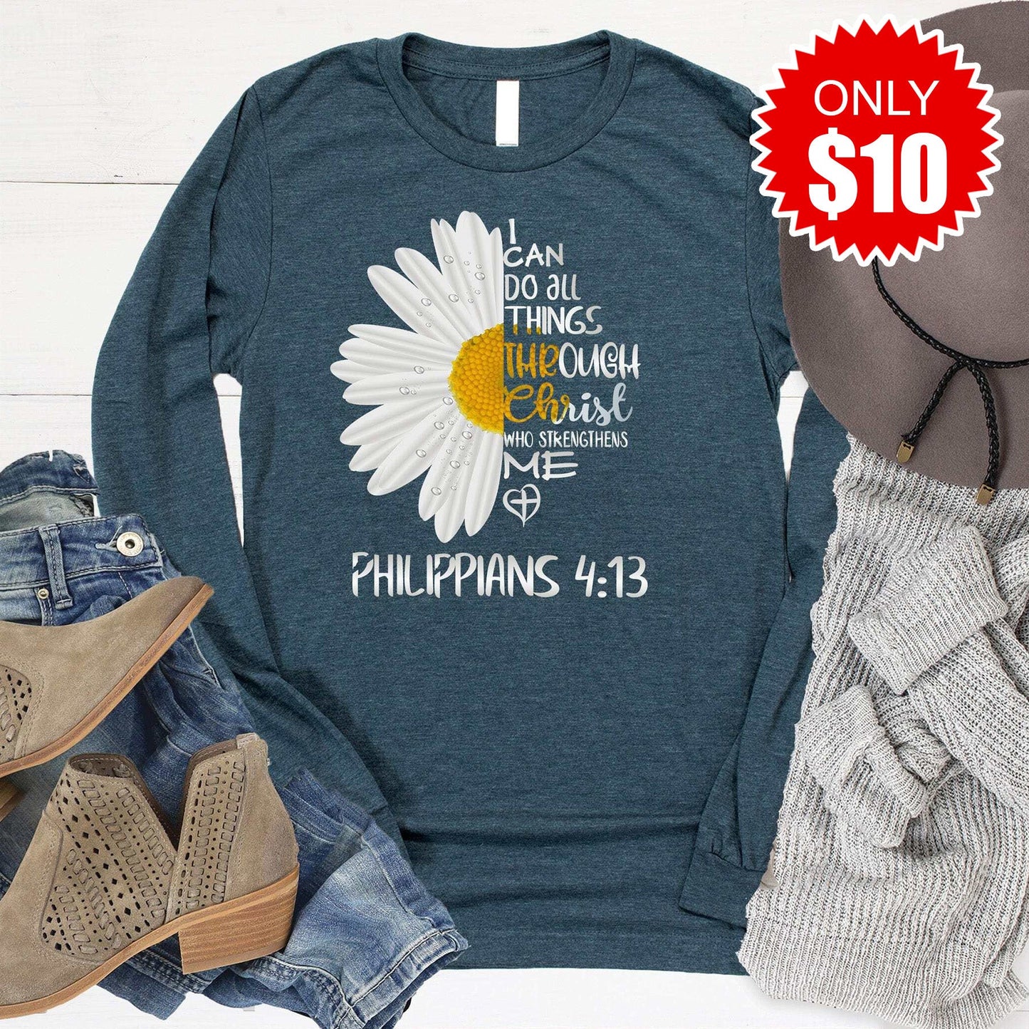 I Can Do All Things Daisy Long Sleeve - 10