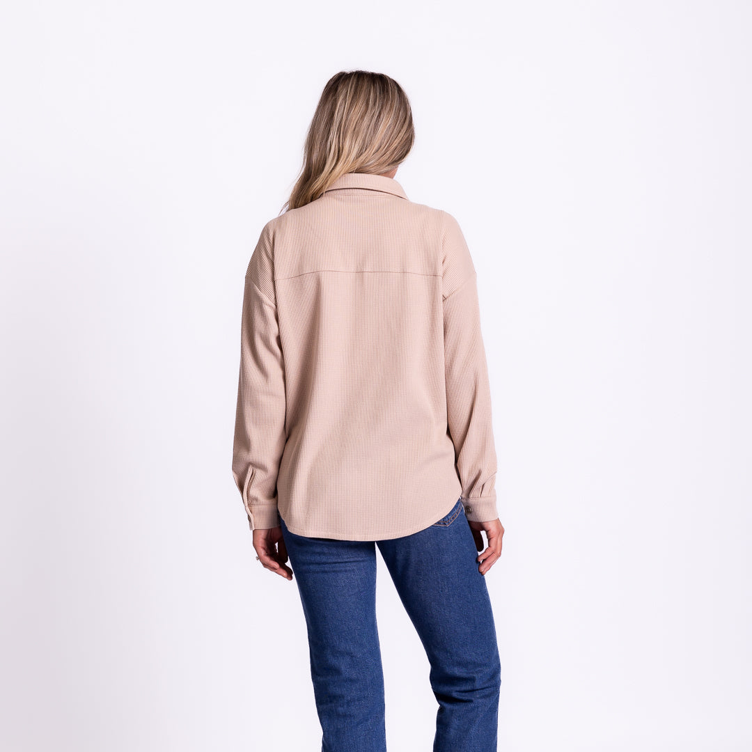 Floral Cross Waffle Knit Shacket