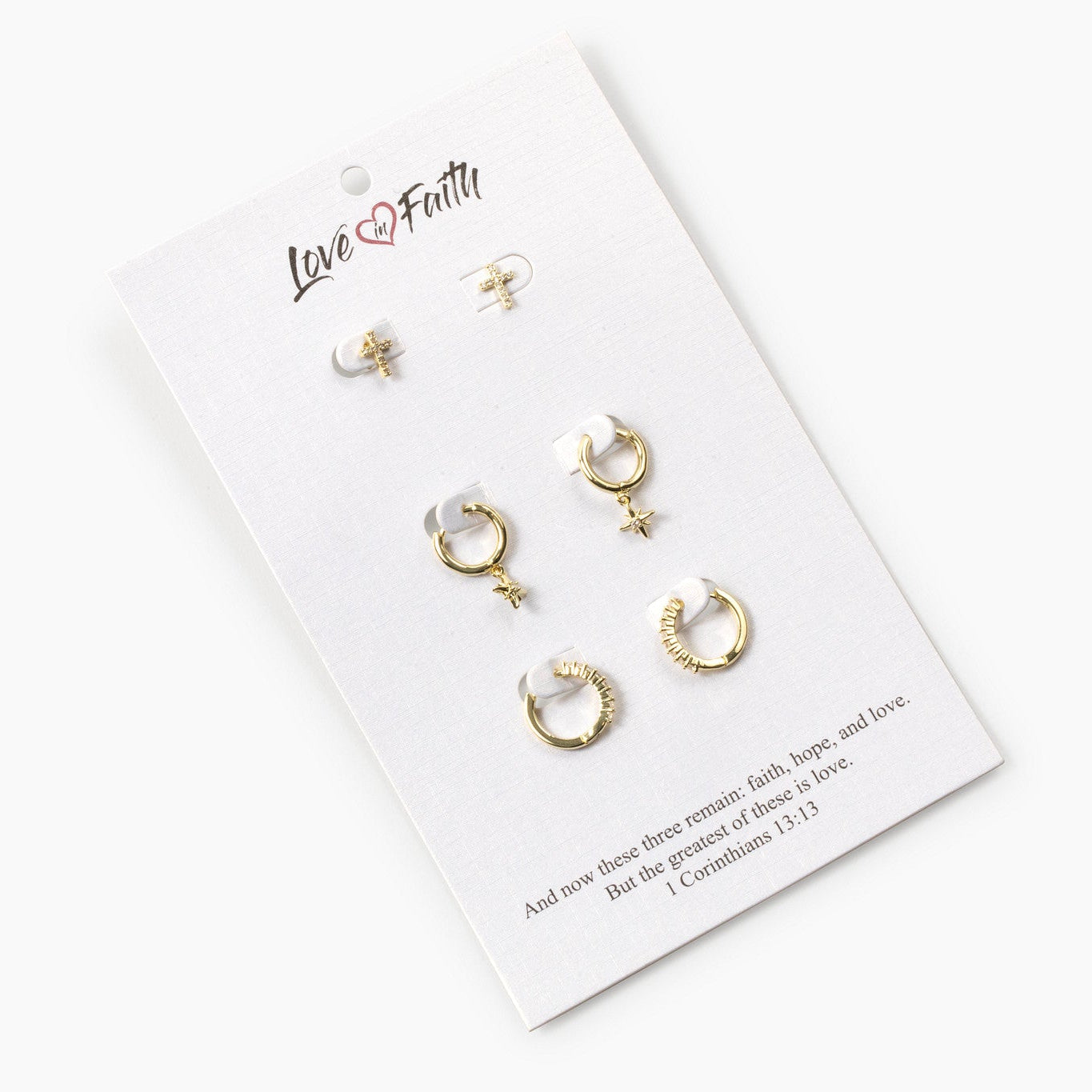 Cross Gold Plated Brass Earring Set