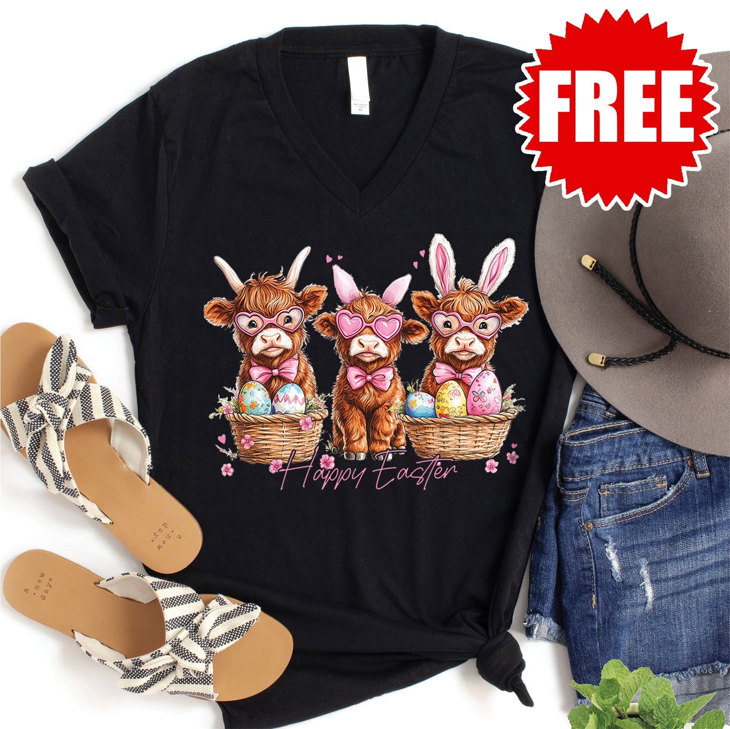 Happy Easter V-Neck - 0