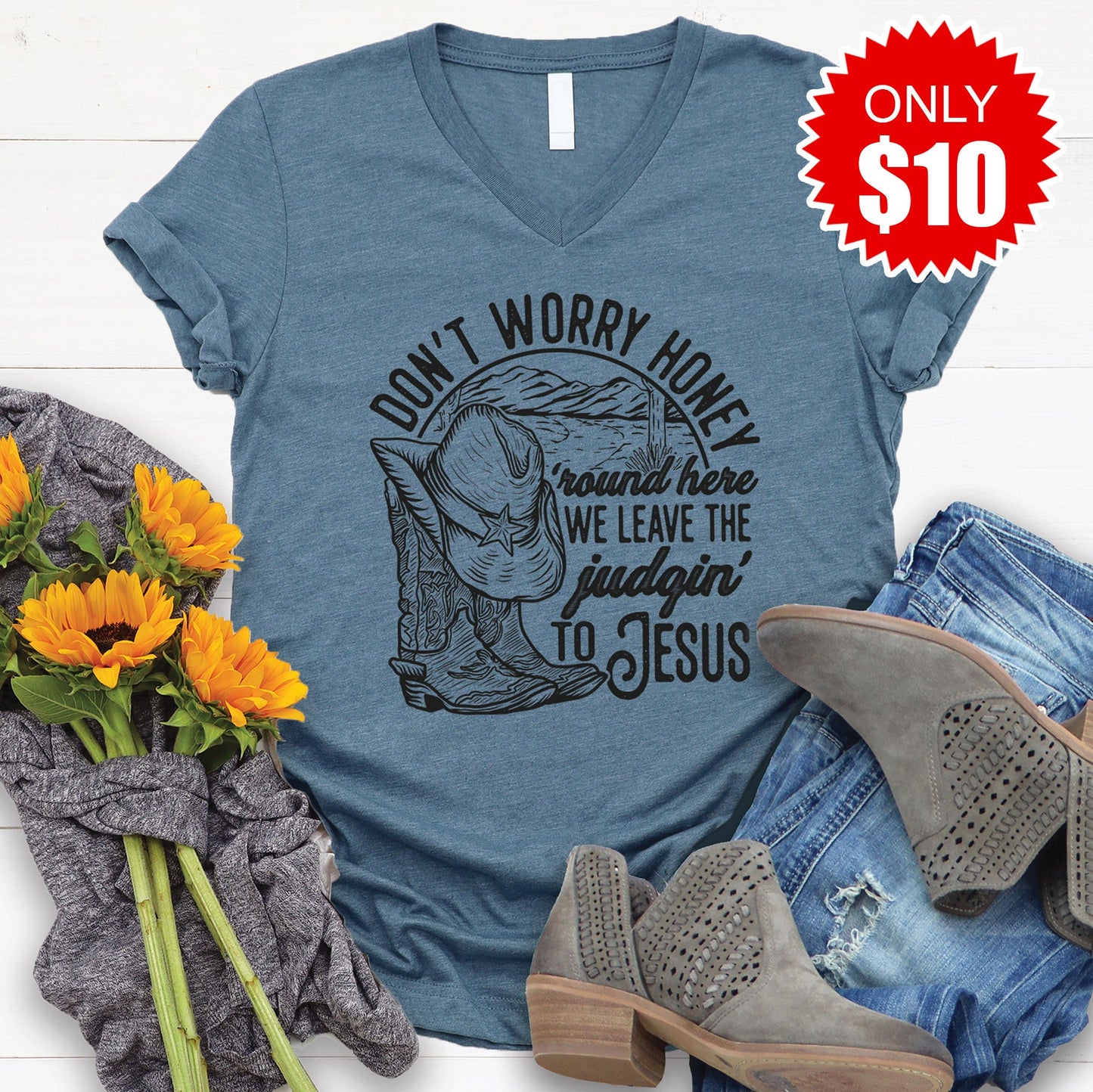 Don't Worry Honey V-Neck - 10