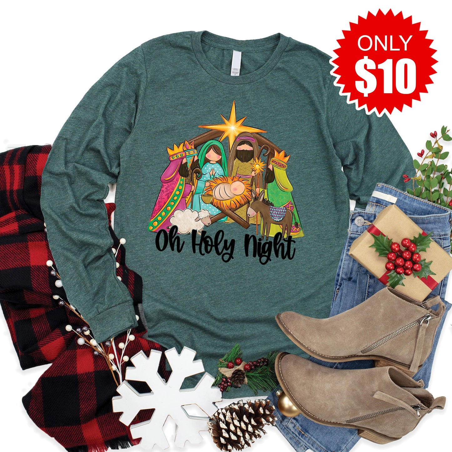 Holy Night Nativity Long Sleeve - 10