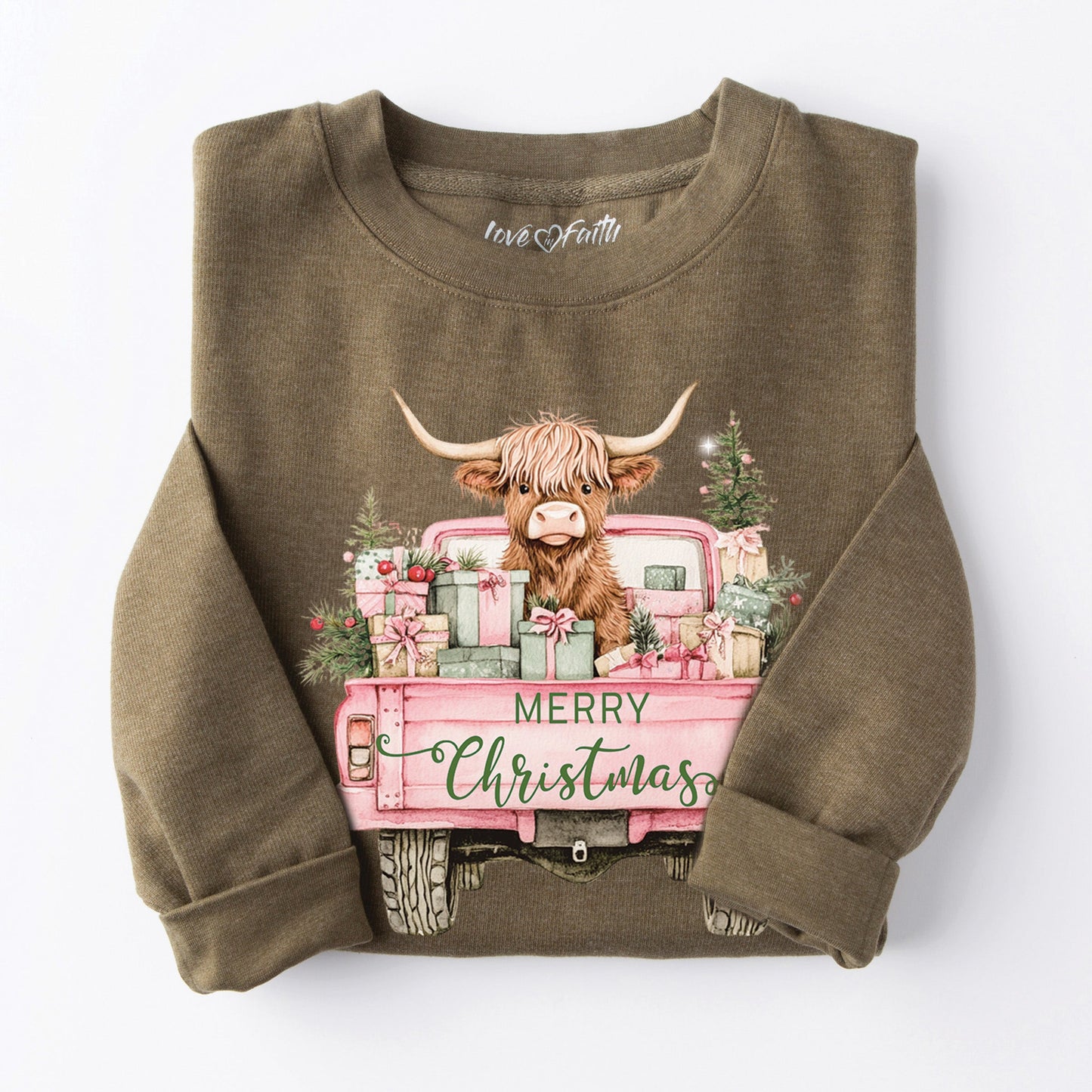 Christmas Cow Truck Sweatshirt