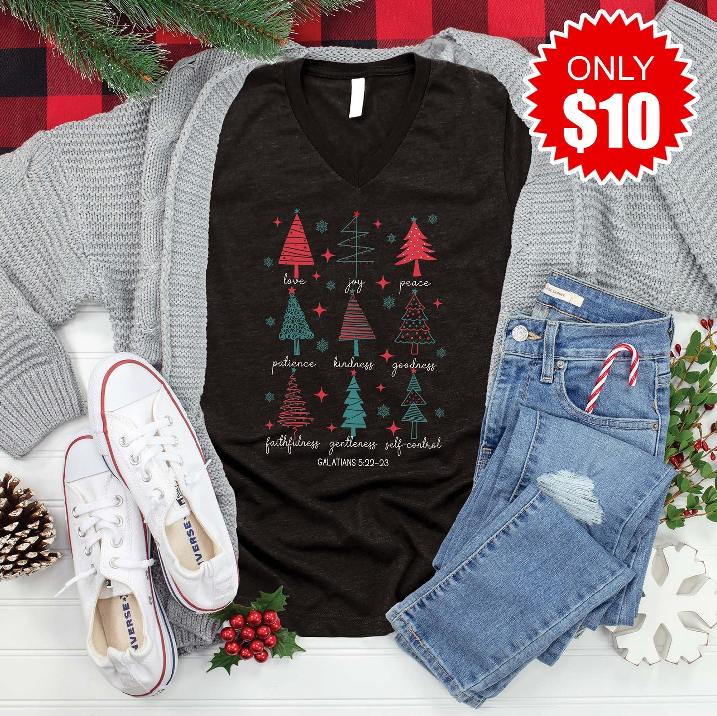 Christmas Fruit of the Spirit V-Neck - 10