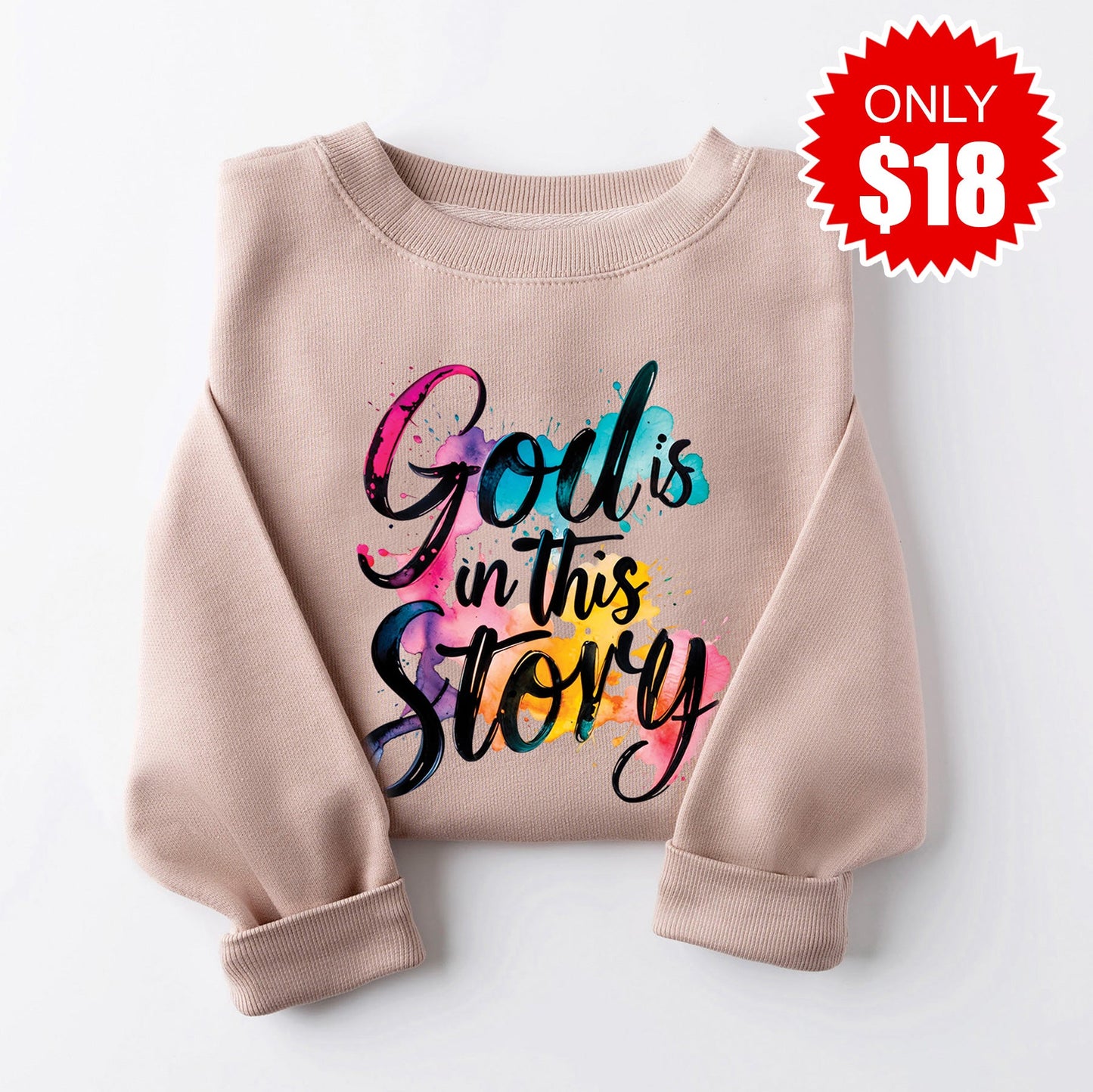 God is in this Story Sweatshirt - Heather Pink Gravel - 18