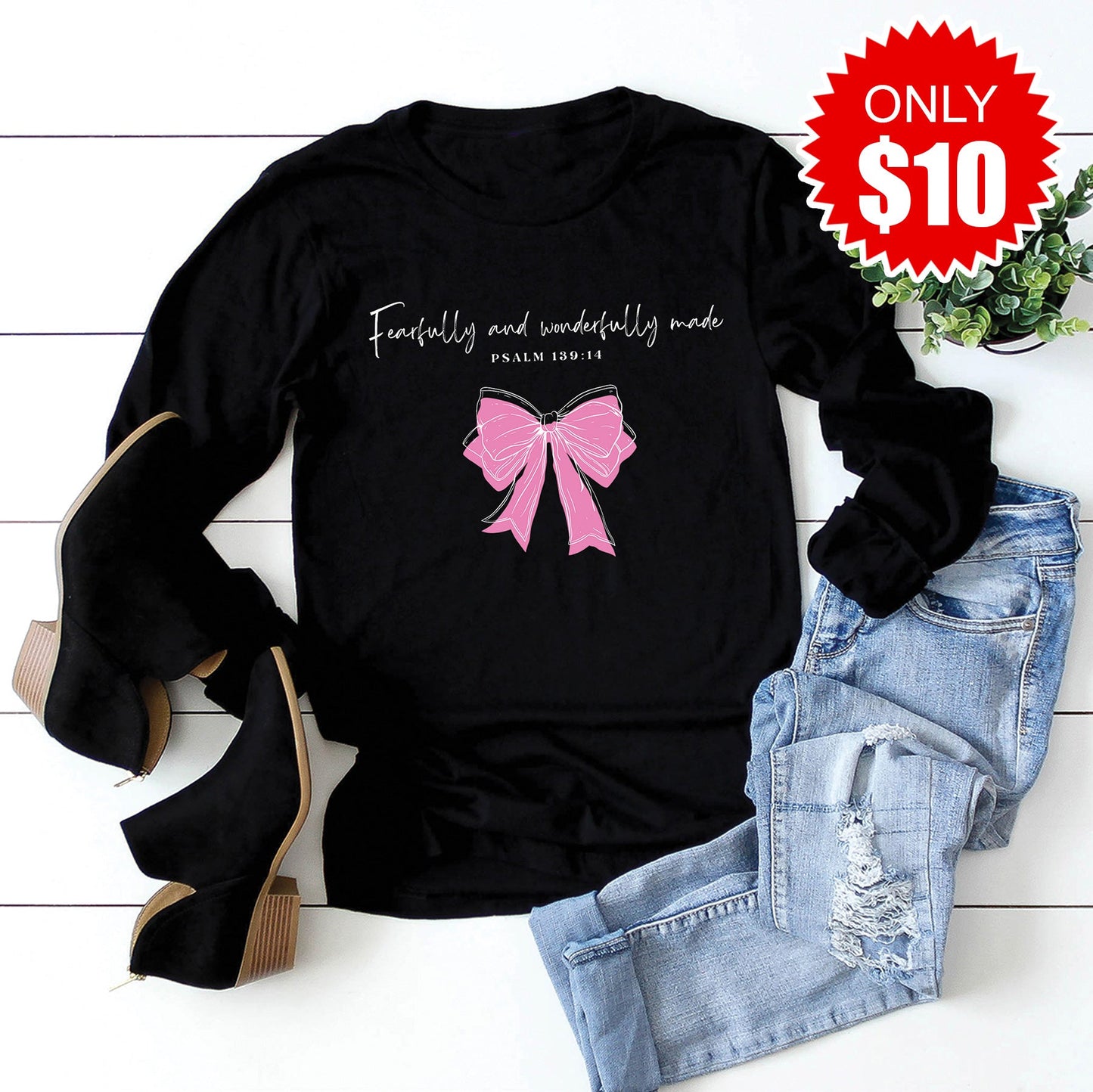 Fearfully and Wonderfully Made Long Sleeve - Black - 10