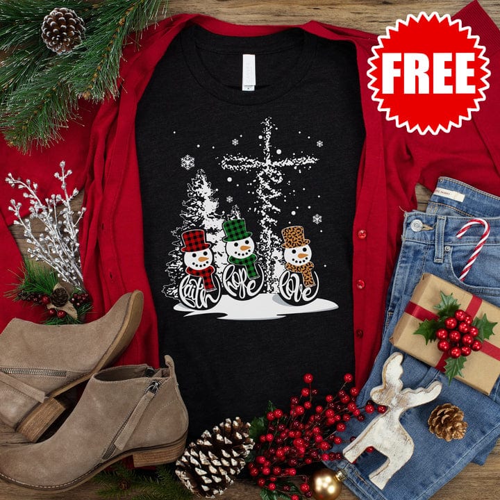 Faith Hope Love Snowmen Tee - 0