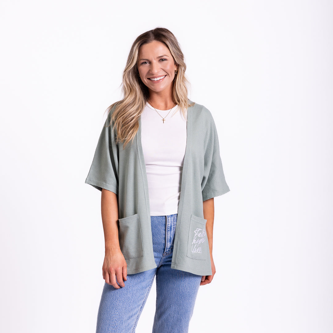 Faith Hope Love Waffle Knit Kimono