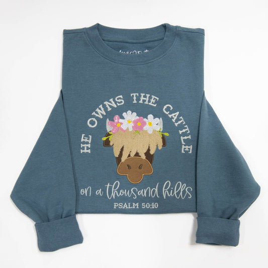 He Owns the Cattle Embellished Sweatshirt