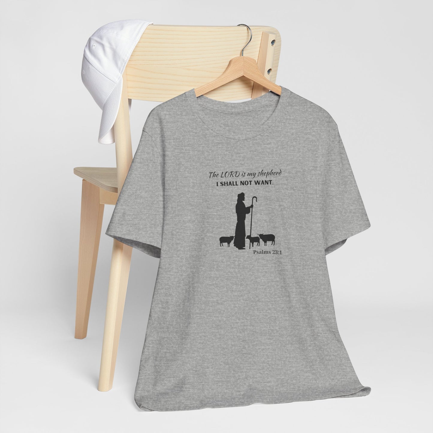 Christian Psalm 23 T-Shirt — "The LORD is my shepherd, I shall not want" Tee