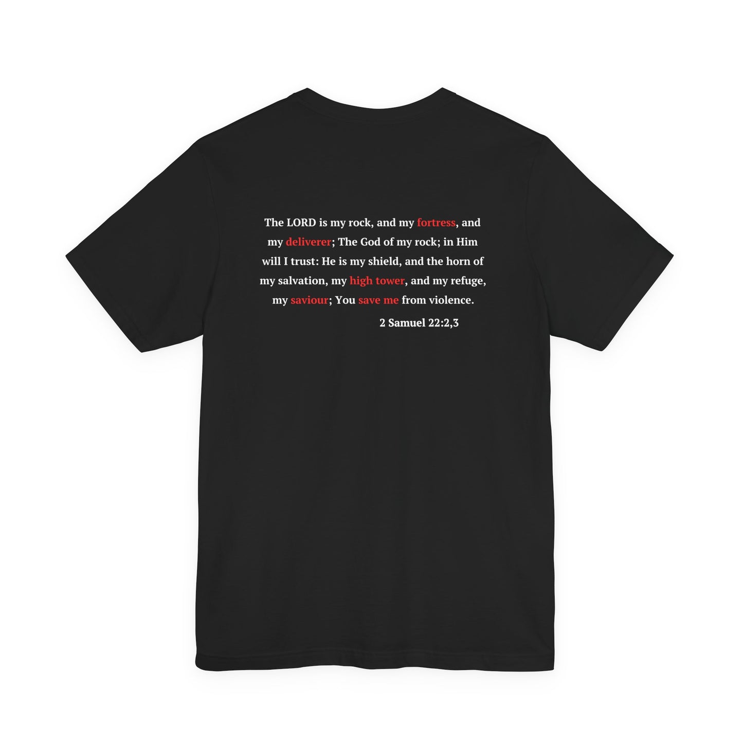 Castle Illustration Tee — "In Him, I Am Safe" Christian Scripture T‑Shirt