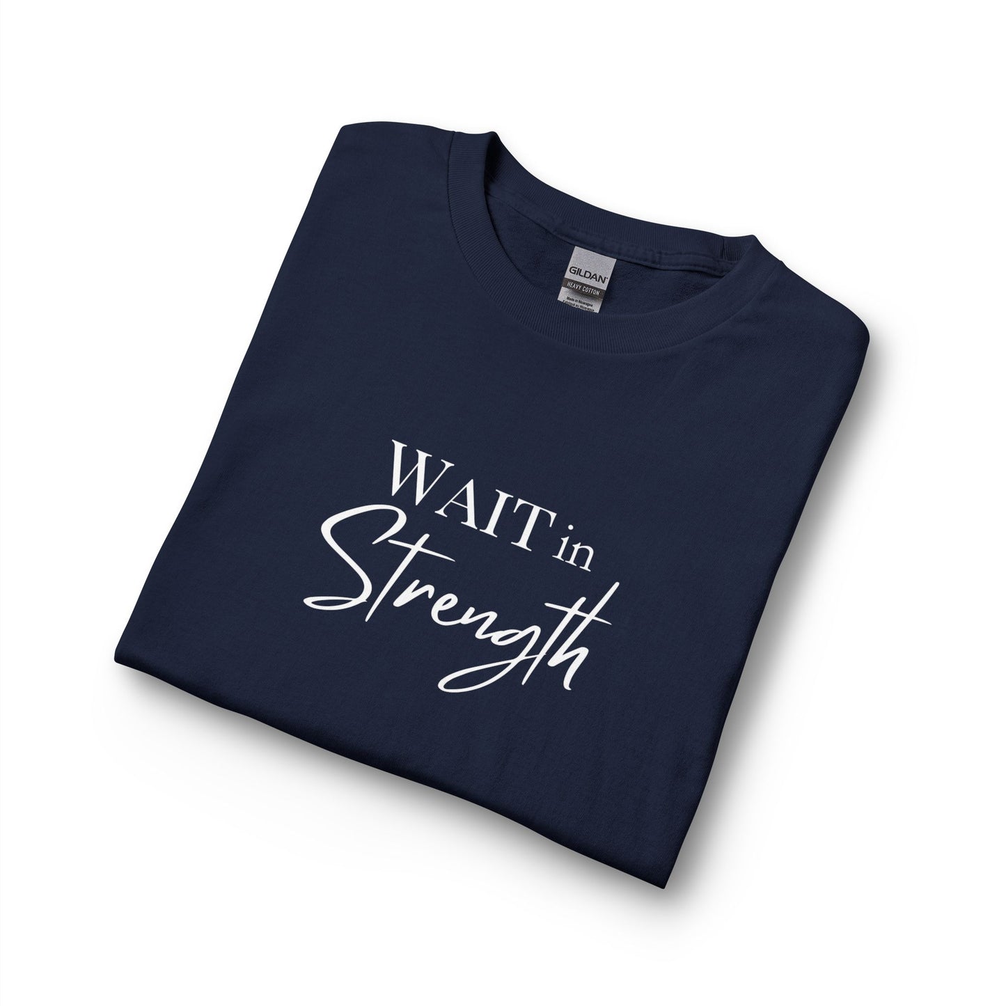 Wait in Strength Long Sleeve Tee — Christian Scripture Psalms 27:14 Faith Shirt