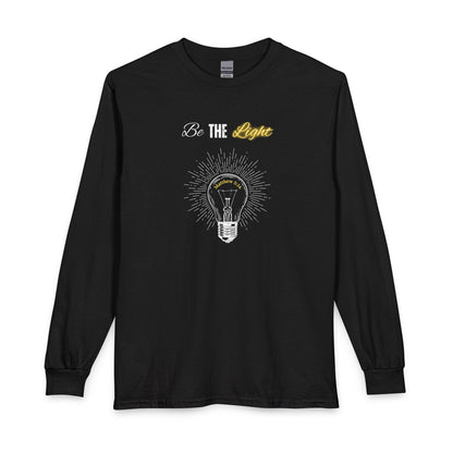 Be The Light Long Sleeve Tee – Inspirational Lightbulb Graphic
