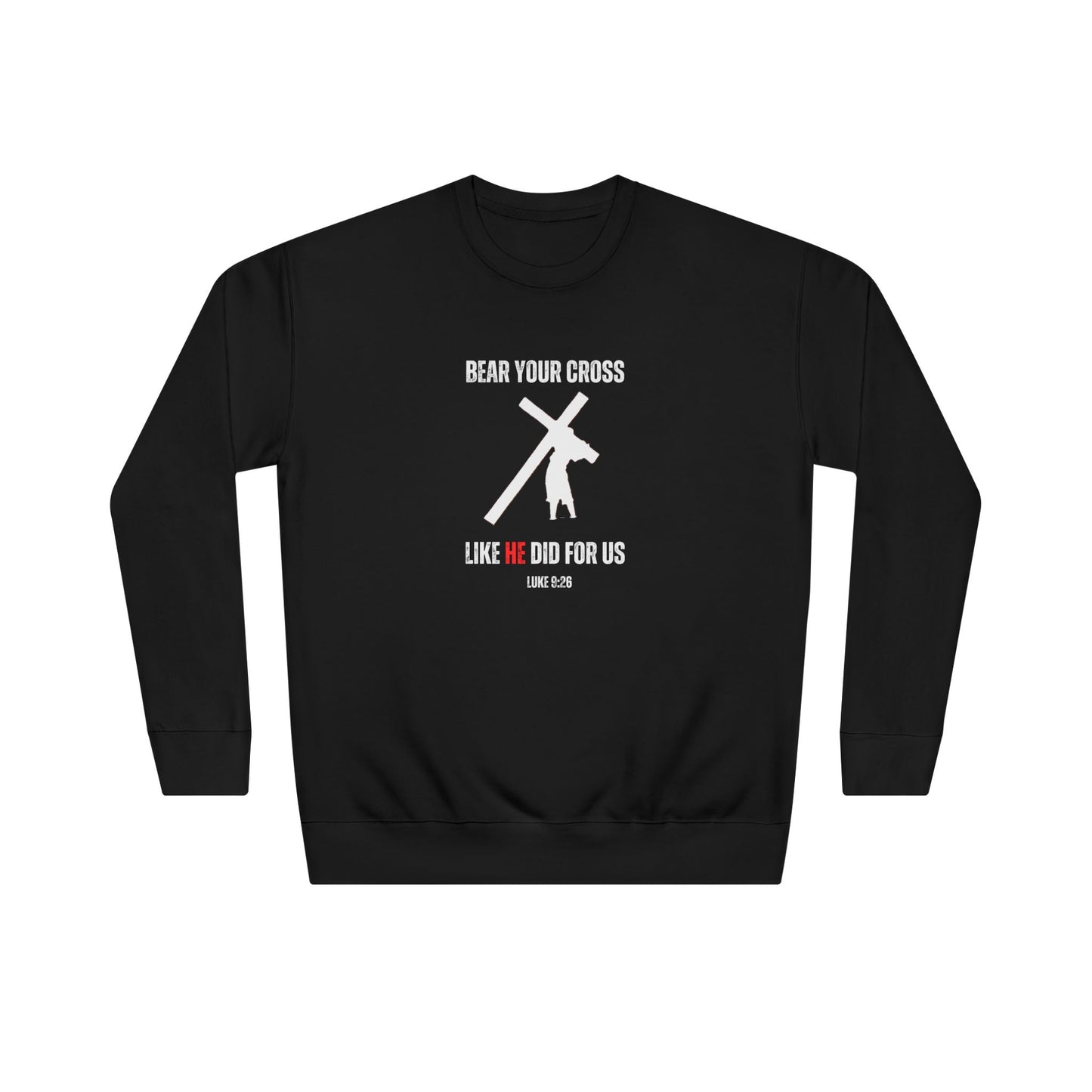 Christian 'Bear Your Cross' Crewneck Sweatshirt – Faith-Based Scripture Tee (Luke 9:23)