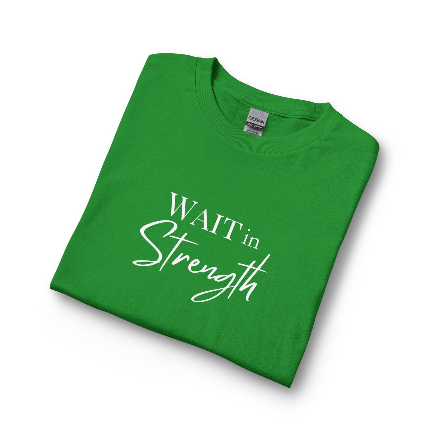 Wait in Strength Long Sleeve Tee — Christian Scripture Psalms 27:14 Faith Shirt