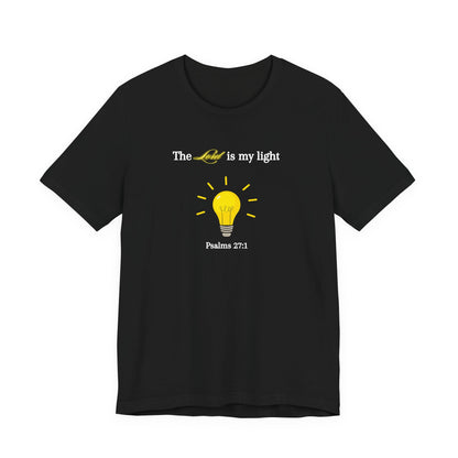 Lightbulb Psalm Tee — "The Lord is my light" Scripture T-Shirt