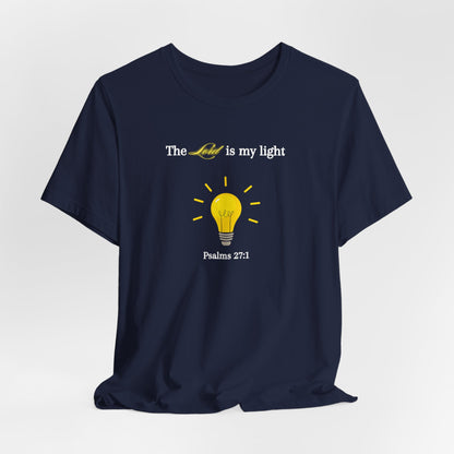 Lightbulb Psalm Tee — "The Lord is my light" Scripture T-Shirt